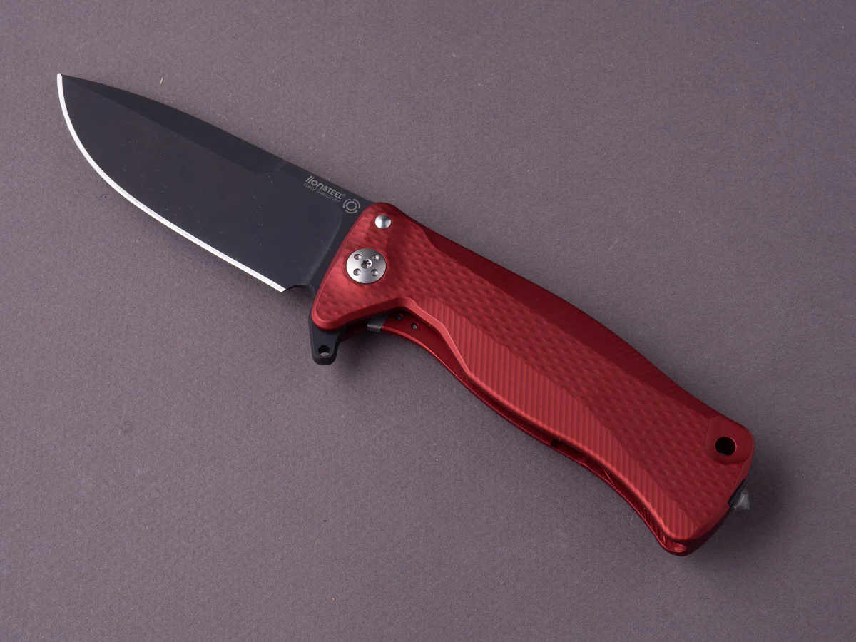 lionSTEEL - SOLID Folding Knife - SR11 - Sleipner - 90mm - Red Aluminum - Black Mil Spec