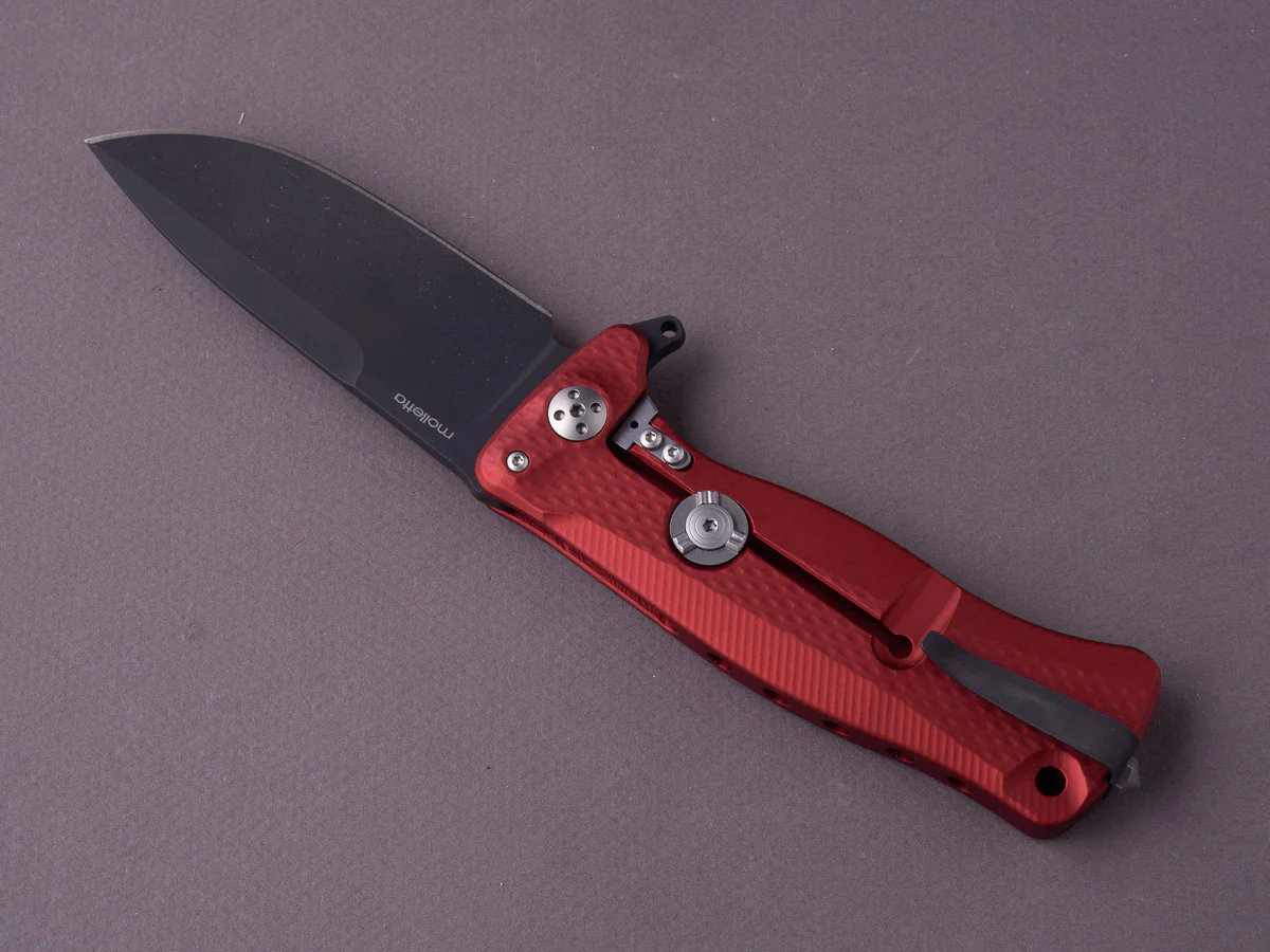 lionSTEEL - SOLID Folding Knife - SR11 - Sleipner - 90mm - Red Aluminum - Black Mil Spec - Image 2