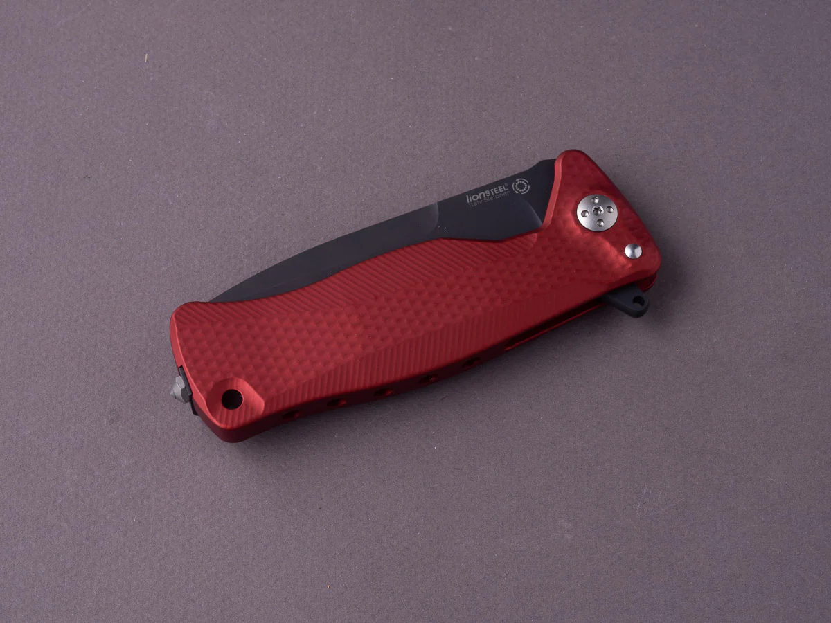 lionSTEEL - SOLID Folding Knife - SR11 - Sleipner - 90mm - Red Aluminum - Black Mil Spec - Image 3