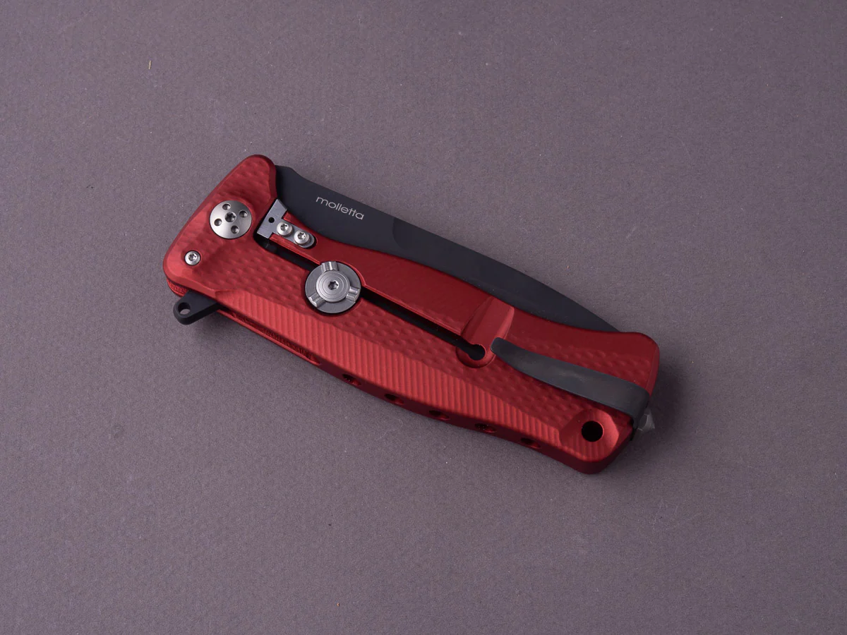 lionSTEEL - SOLID Folding Knife - SR11 - Sleipner - 90mm - Red Aluminum - Black Mil Spec - Image 4