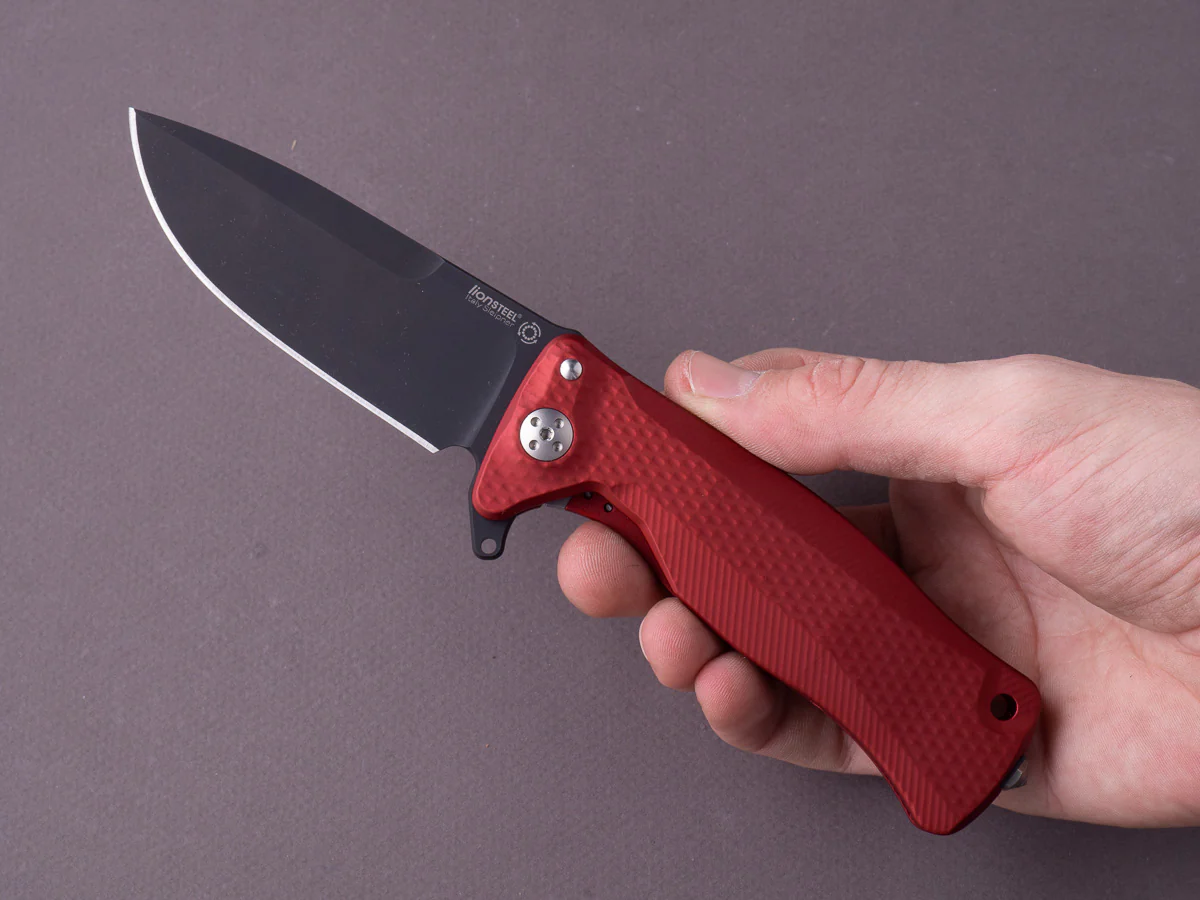 lionSTEEL - SOLID Folding Knife - SR11 - Sleipner - 90mm - Red Aluminum - Black Mil Spec - Image 5