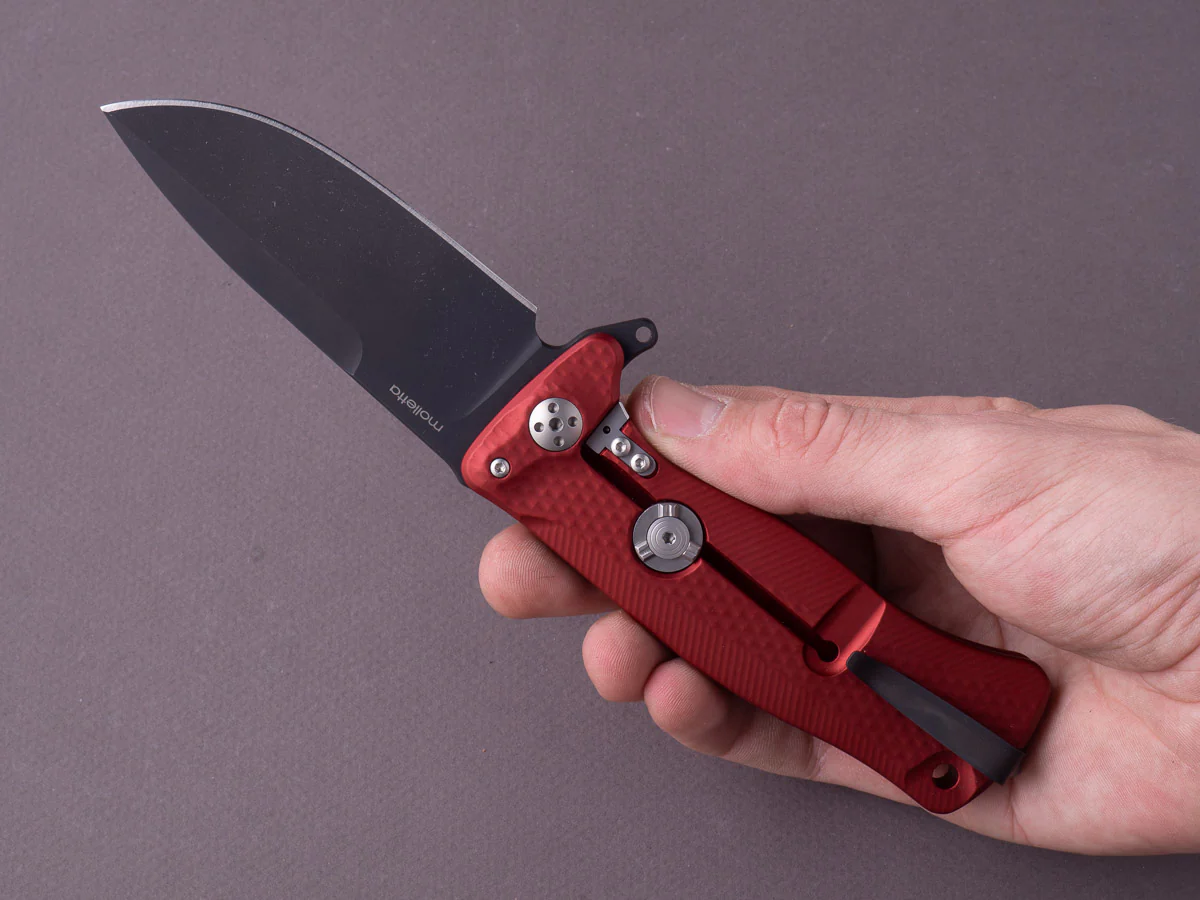 lionSTEEL - SOLID Folding Knife - SR11 - Sleipner - 90mm - Red Aluminum - Black Mil Spec - Image 6
