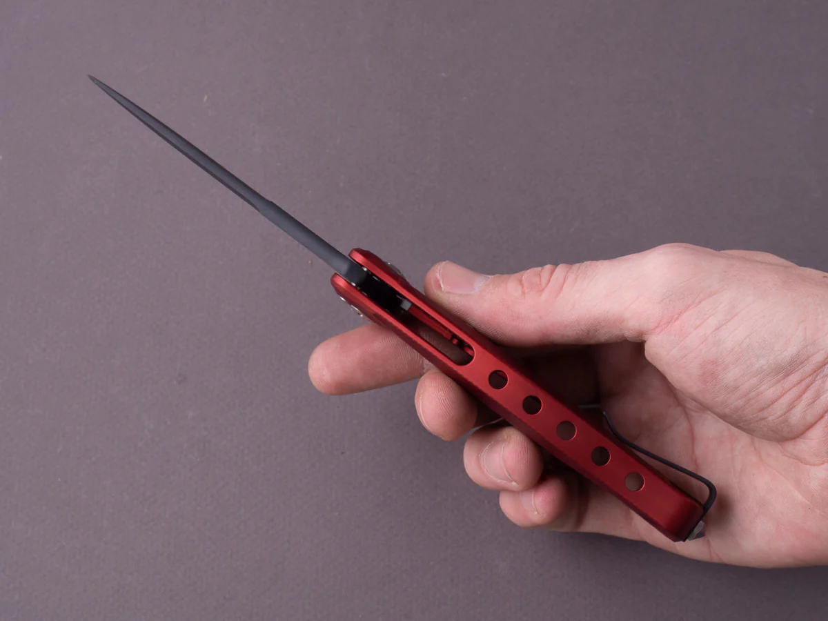 lionSTEEL - SOLID Folding Knife - SR11 - Sleipner - 90mm - Red Aluminum - Black Mil Spec - Image 7