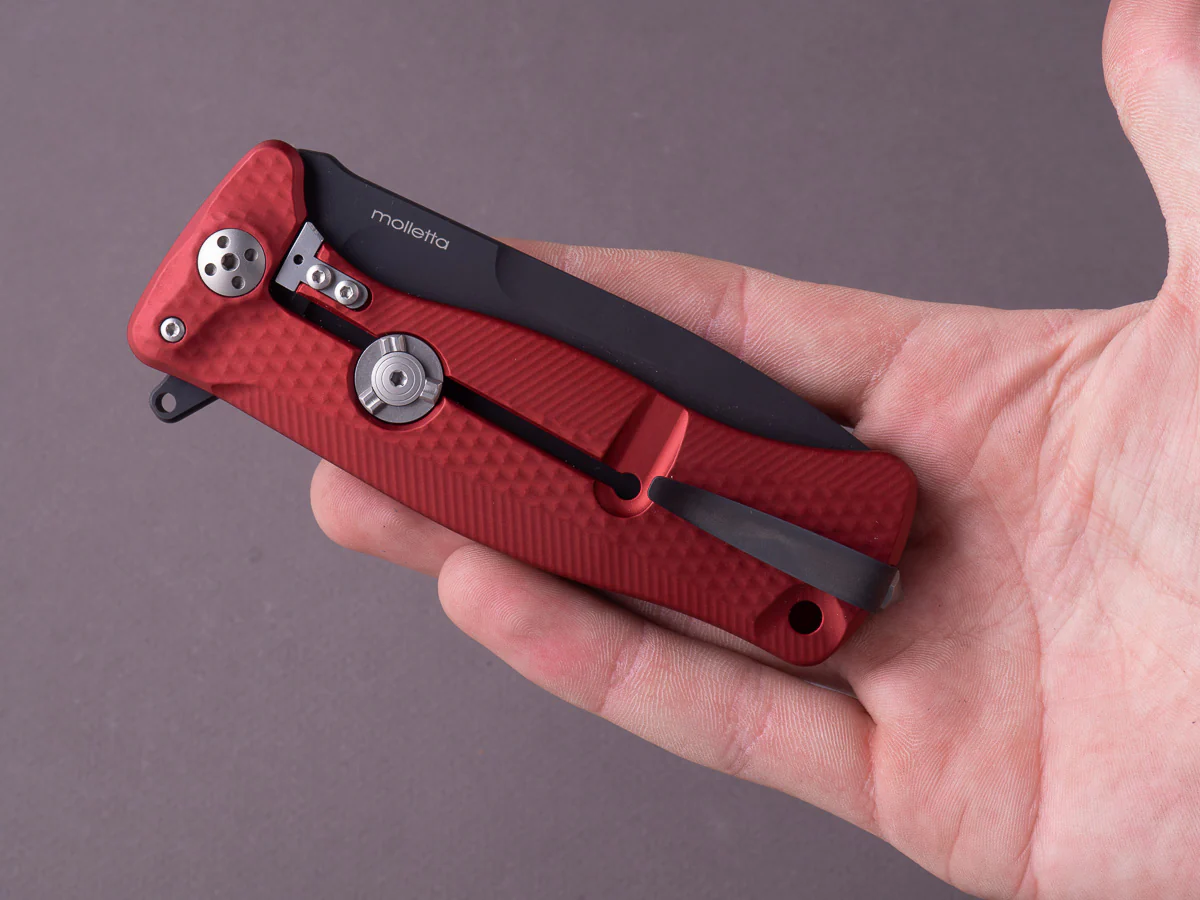 lionSTEEL - SOLID Folding Knife - SR11 - Sleipner - 90mm - Red Aluminum - Black Mil Spec - Image 8