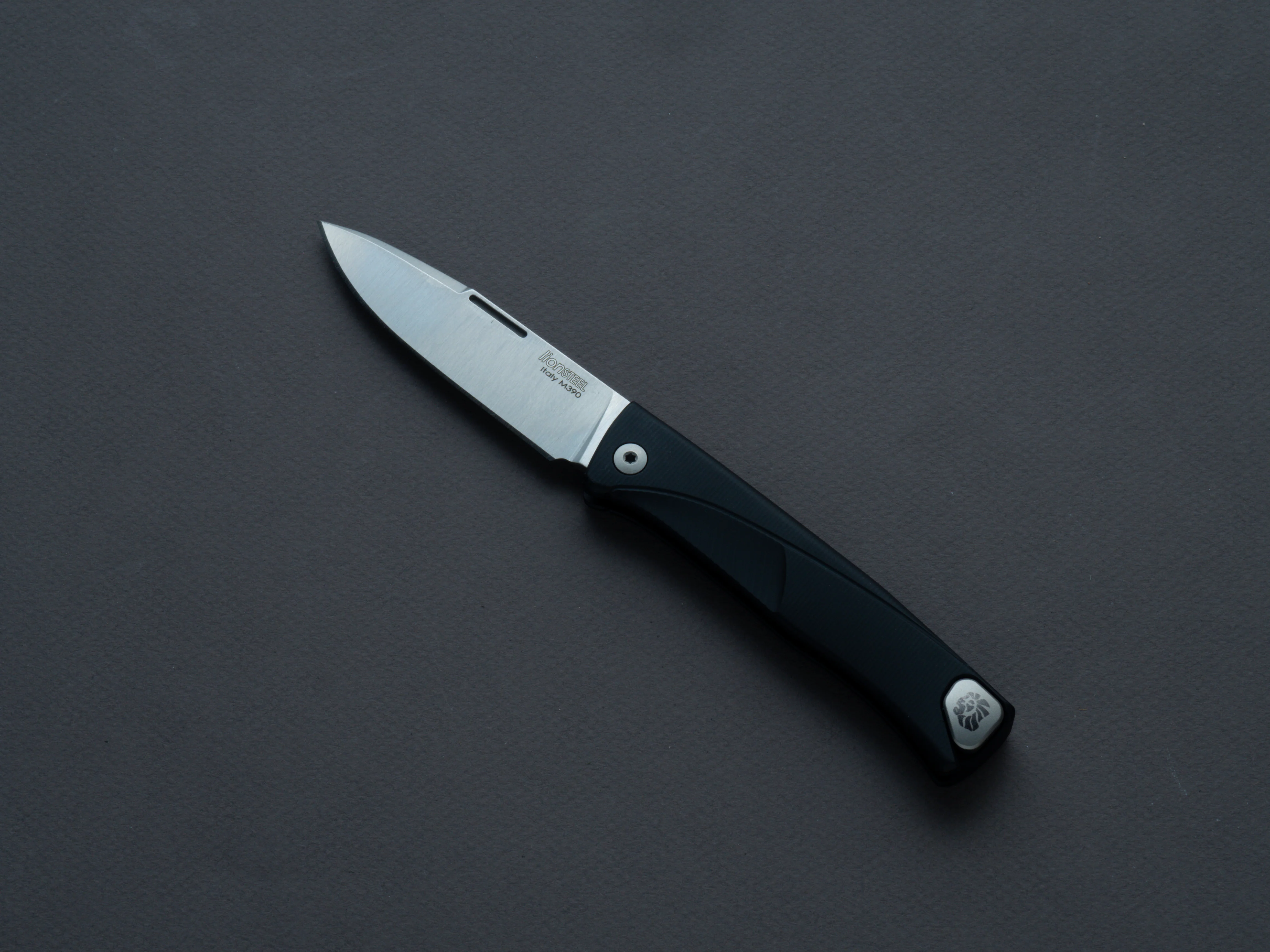 lionSTEEL - SOLID Folding Knife - Thrill - Slip Joint - M390 - 75mm - Black Aluminum - H. WAYL Clip - Image 2