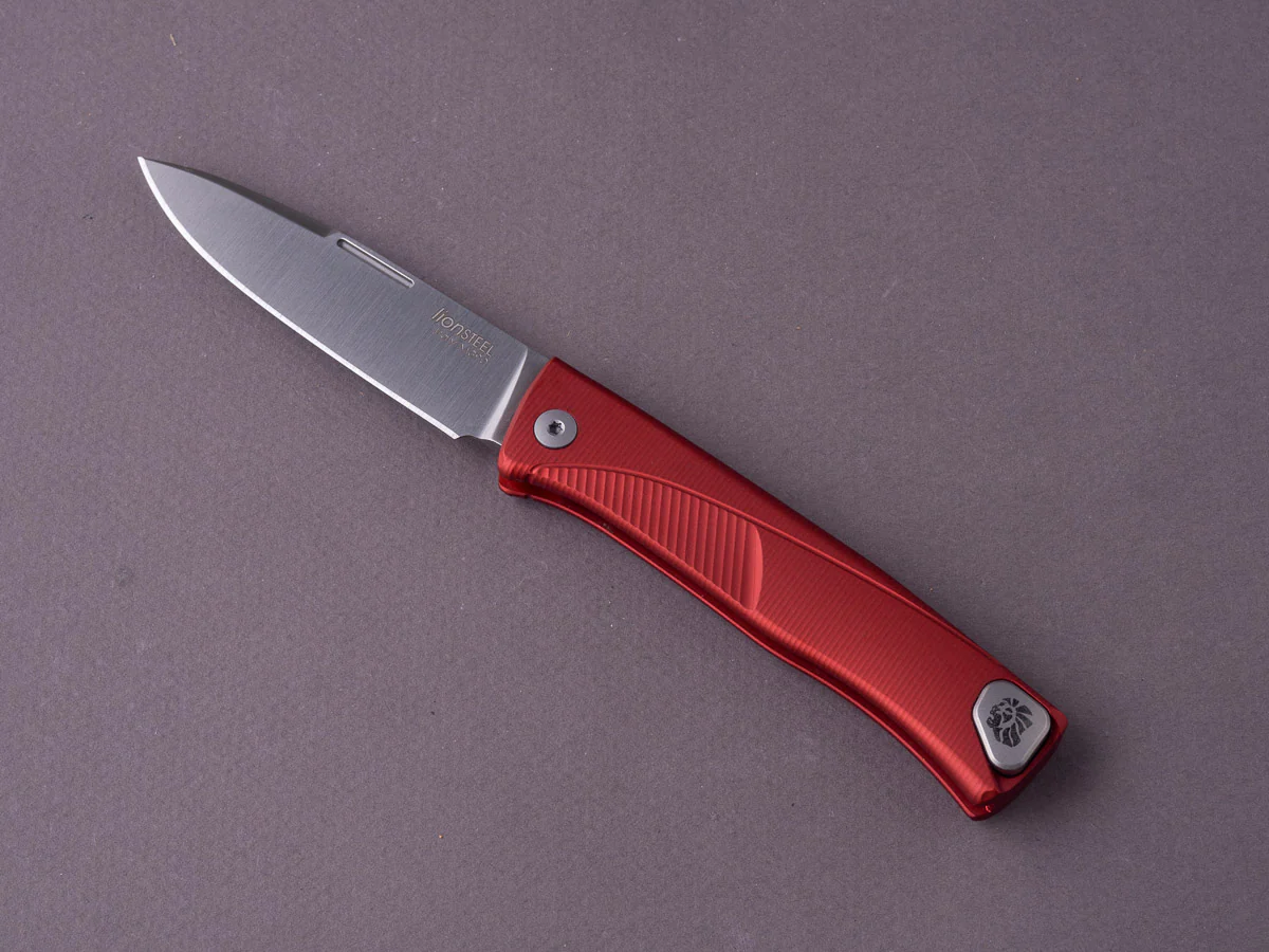 lionSTEEL - SOLID Folding Knife - Thrill - Slip Joint - M390 - 75mm - Red Aluminum - H. WAYL Clip