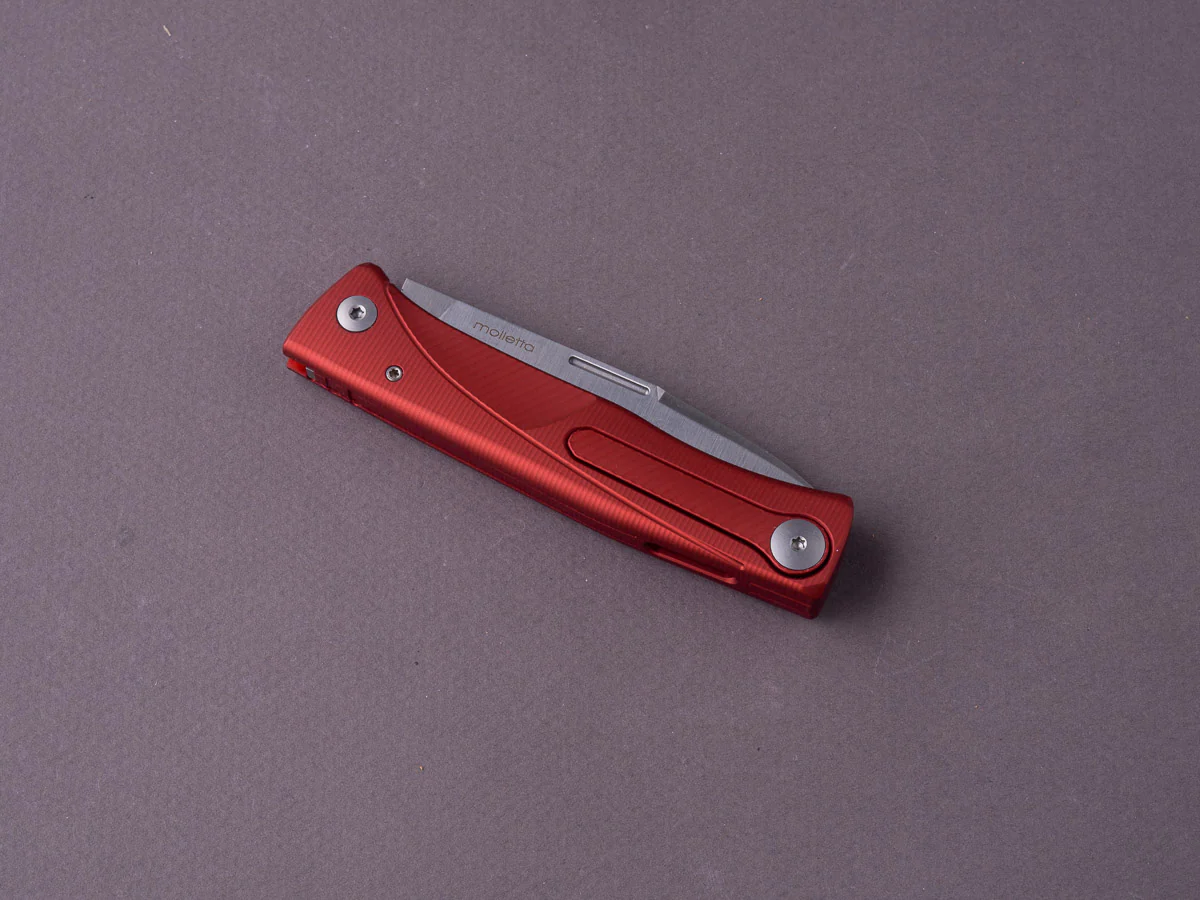 lionSTEEL - SOLID Folding Knife - Thrill - Slip Joint - M390 - 75mm - Red Aluminum - H. WAYL Clip - Image 5