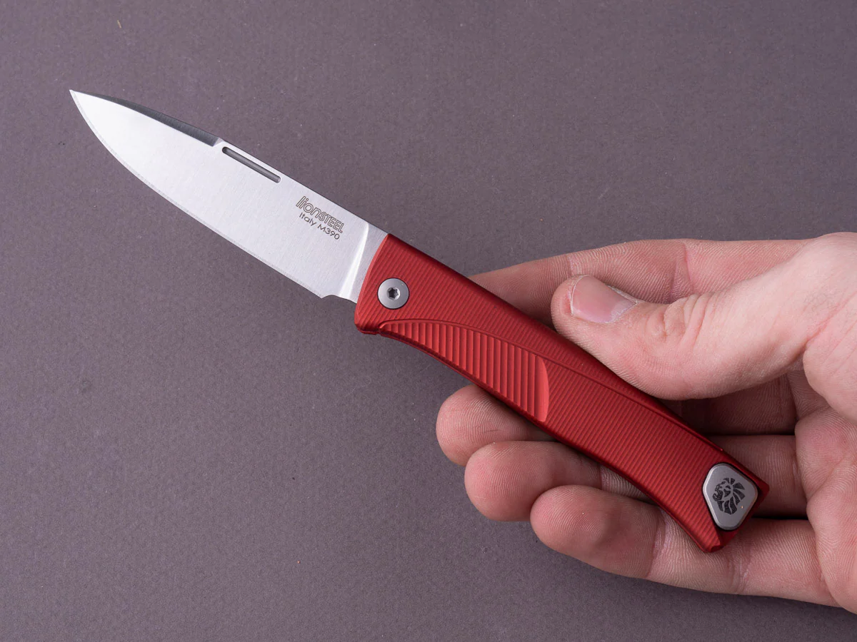 lionSTEEL - SOLID Folding Knife - Thrill - Slip Joint - M390 - 75mm - Red Aluminum - H. WAYL Clip - Image 7