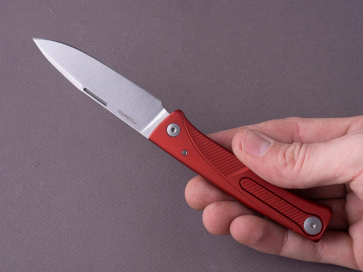 lionSTEEL - SOLID Folding Knife - Thrill - Slip Joint - M390 - 75mm - Red Aluminum - H. WAYL Clip - Image 8