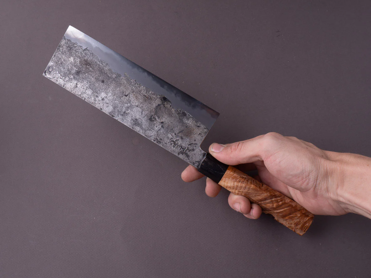 Merion Forge - Wrought Iron - 1.2562 W - 185mm Nakiri - Stabilized Alder Wa Handle - Image 6