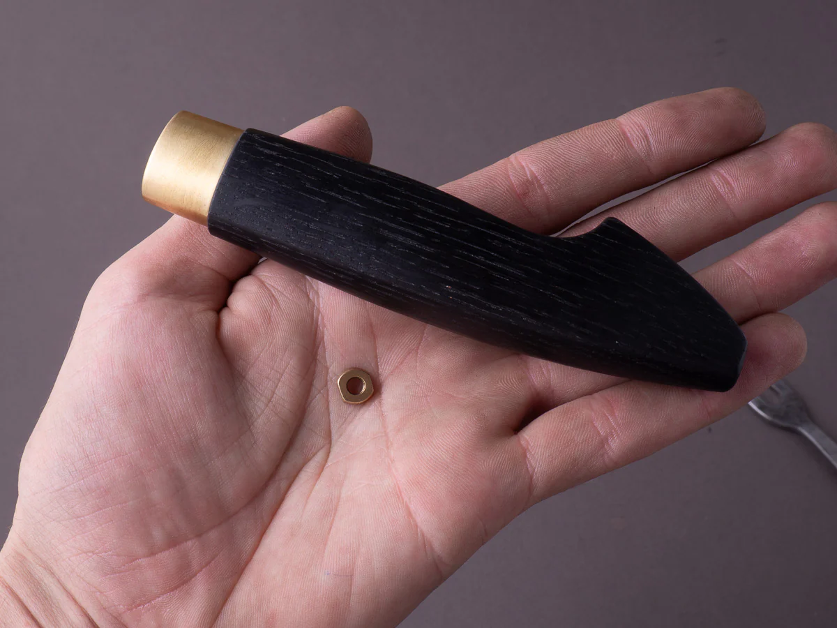 Milan Gravier - Nogent - Damascus x Full Stone Polish - 135Cr3 Carbon - 240mm Gyuto - Detachable Bog Oak Western Handle - Matching Bog Oak Saya - Image 10