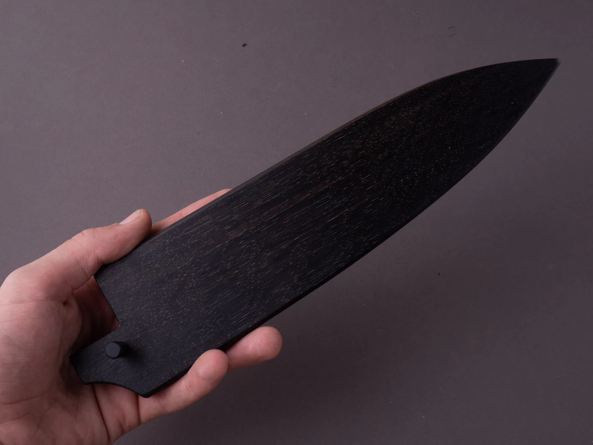 Milan Gravier - Nogent - Damascus x Full Stone Polish - 135Cr3 Carbon - 240mm Gyuto - Detachable Bog Oak Western Handle - Matching Bog Oak Saya - Image 3