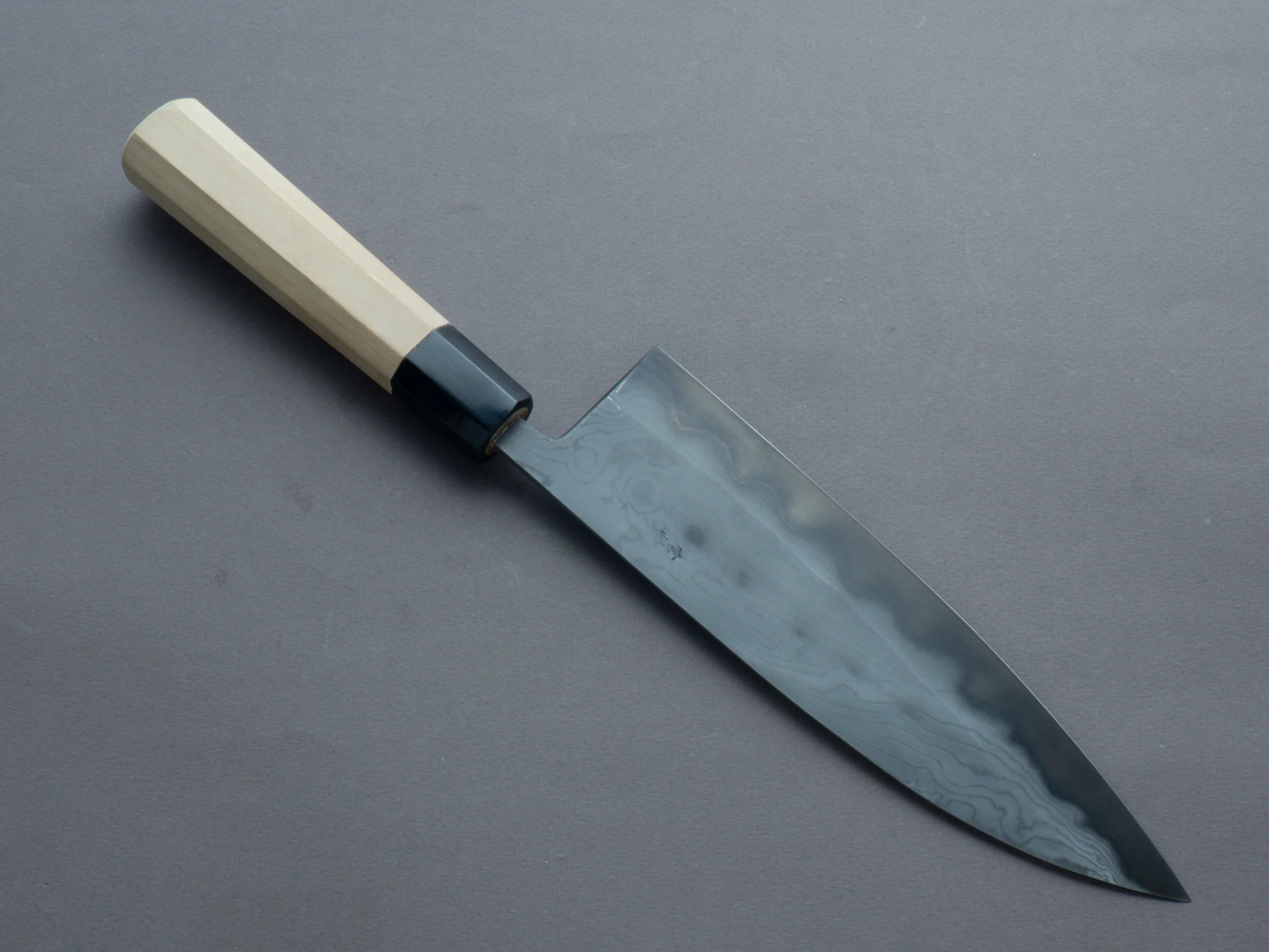Miyazaki Kajiya - Hineri Damascus - Blue #2 - 210mm - Gyuto - Magnolia Handle - Image 2