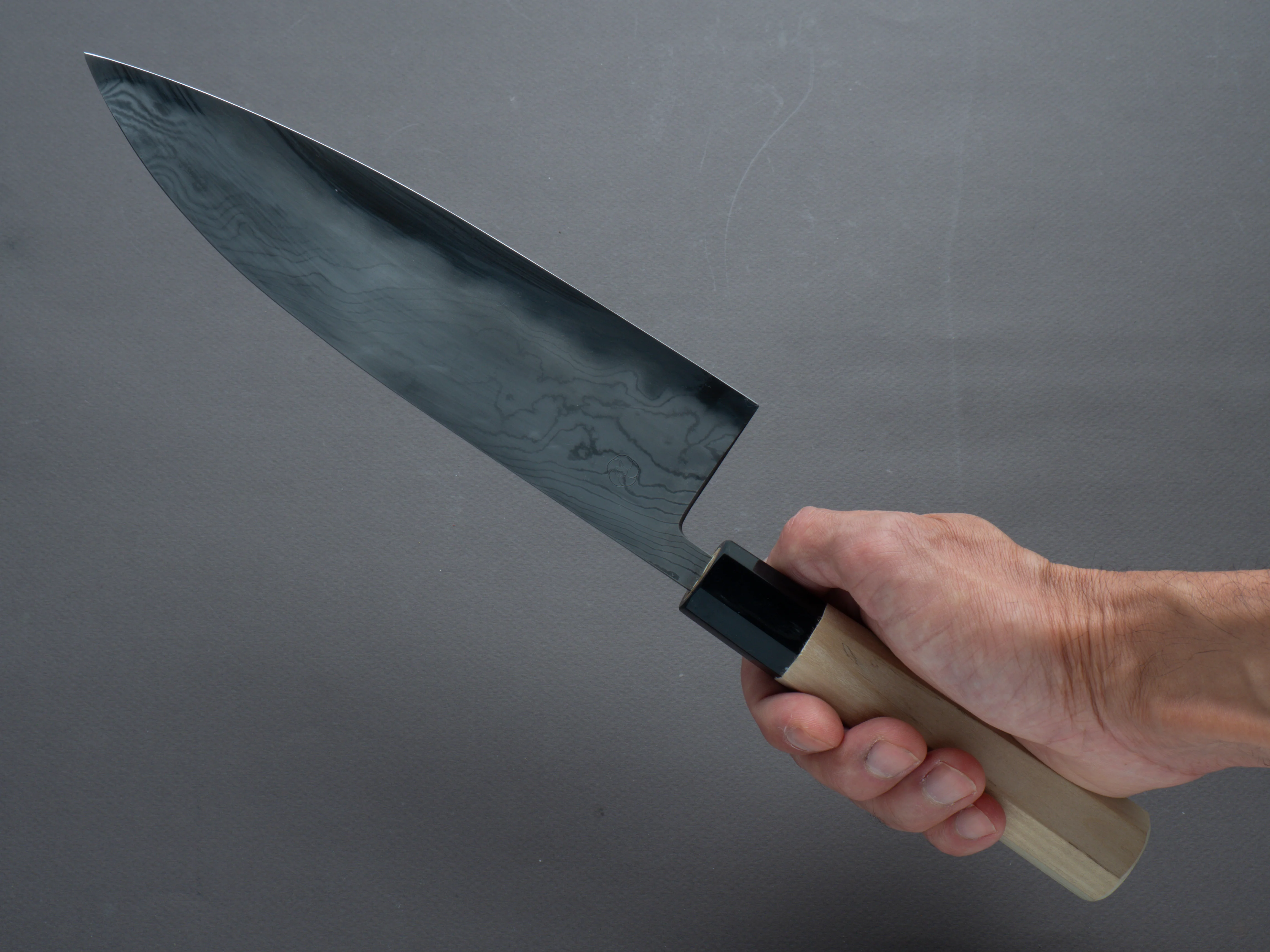 Miyazaki Kajiya - Hineri Damascus - Blue #1 - 210mm - Gyuto - Magnolia Handle - Image 7
