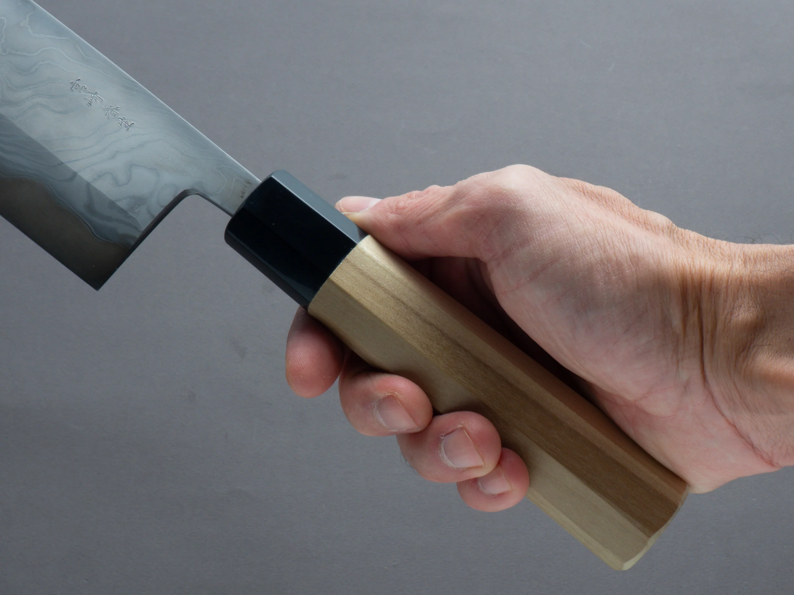 Miyazaki Kajiya - Hineri Damascus - Blue #1 - 240mm - Gyuto - Magnolia Handle - Image 5