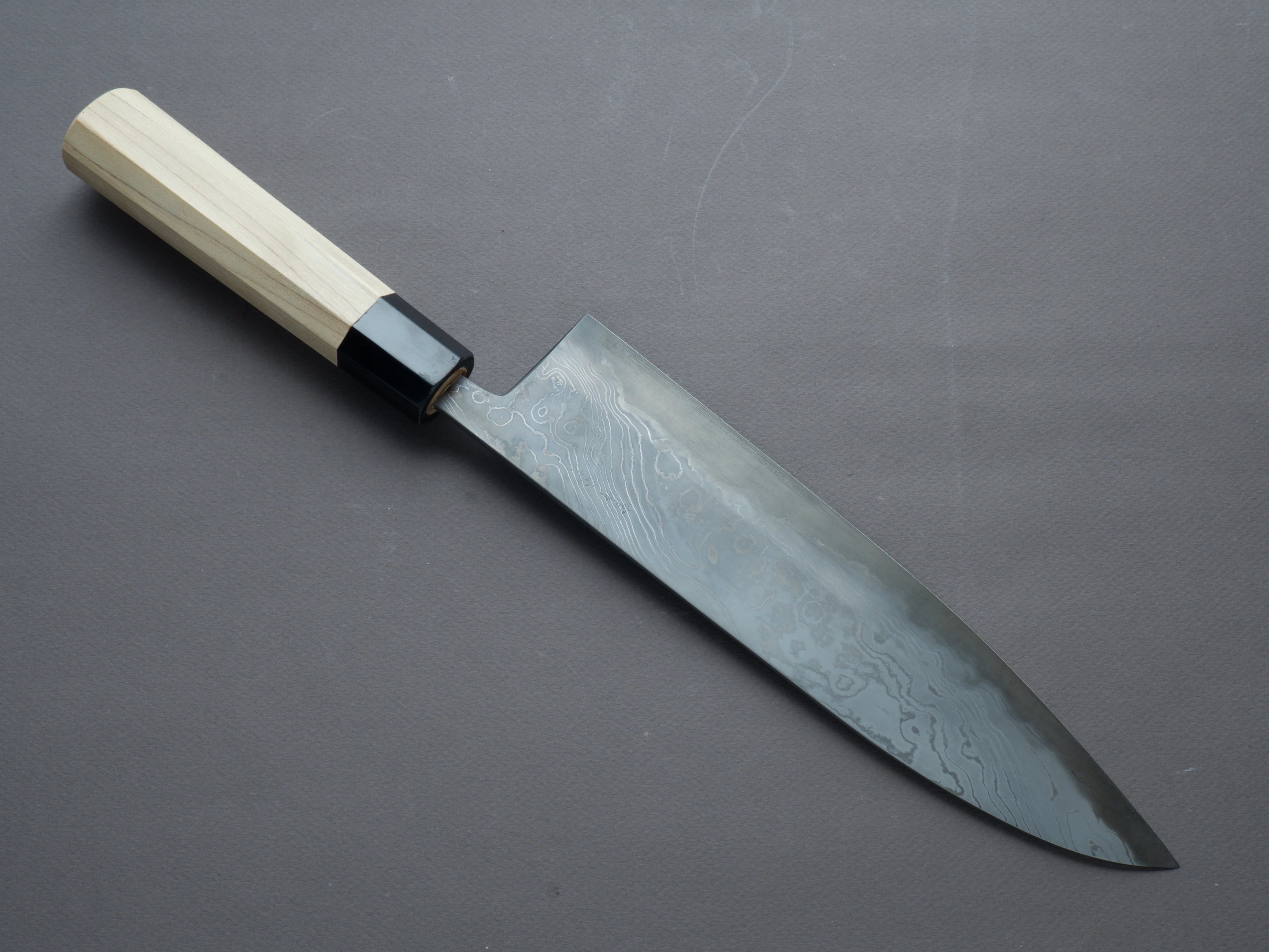 Miyazaki Kajiya - Hineri Damascus - Blue #2 - 240mm - Gyuto - Magnolia Handle - Image 2