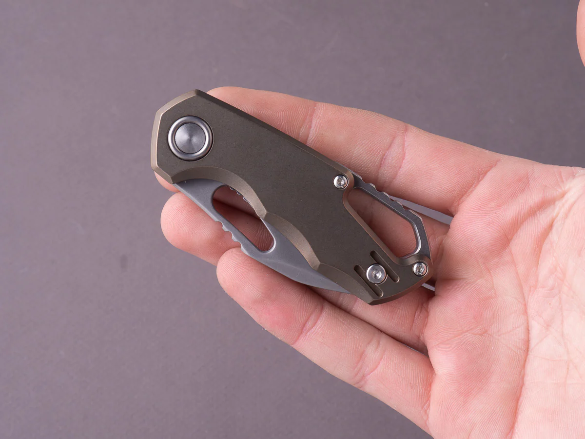 MKM - Folding Knife - ISONZO - Liner Lock - M390 - 50mm - Bronze Titanium Handle - Modified Sheepsfoot