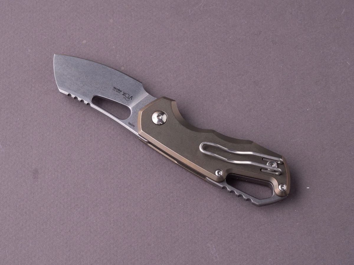 MKM - Folding Knife - ISONZO - Liner Lock - M390 - 50mm - Bronze Titanium Handle - Modified Sheepsfoot - Image 6