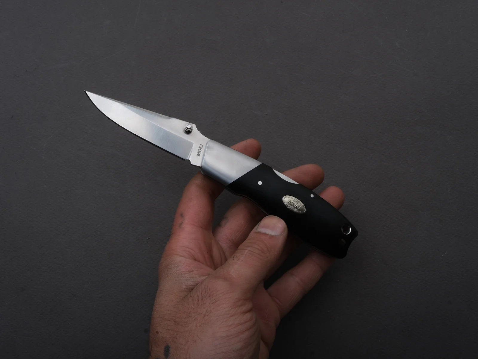 MOKI - Folding Knife - Kingfisher - Lockback - 70mm - Linen Micarta Handle - Image 3
