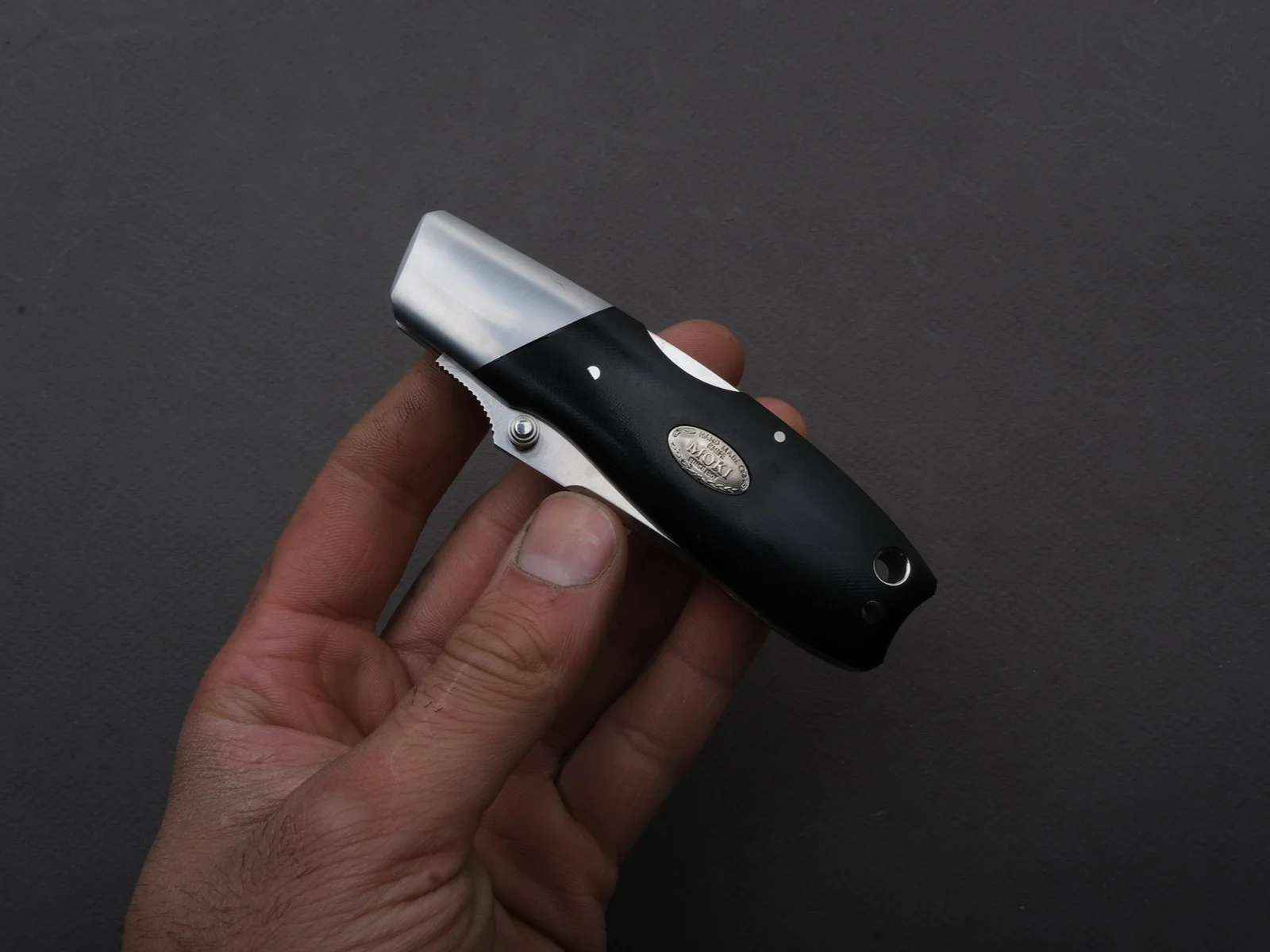 MOKI - Folding Knife - Kingfisher - Lockback - 70mm - Linen Micarta Handle - Image 4