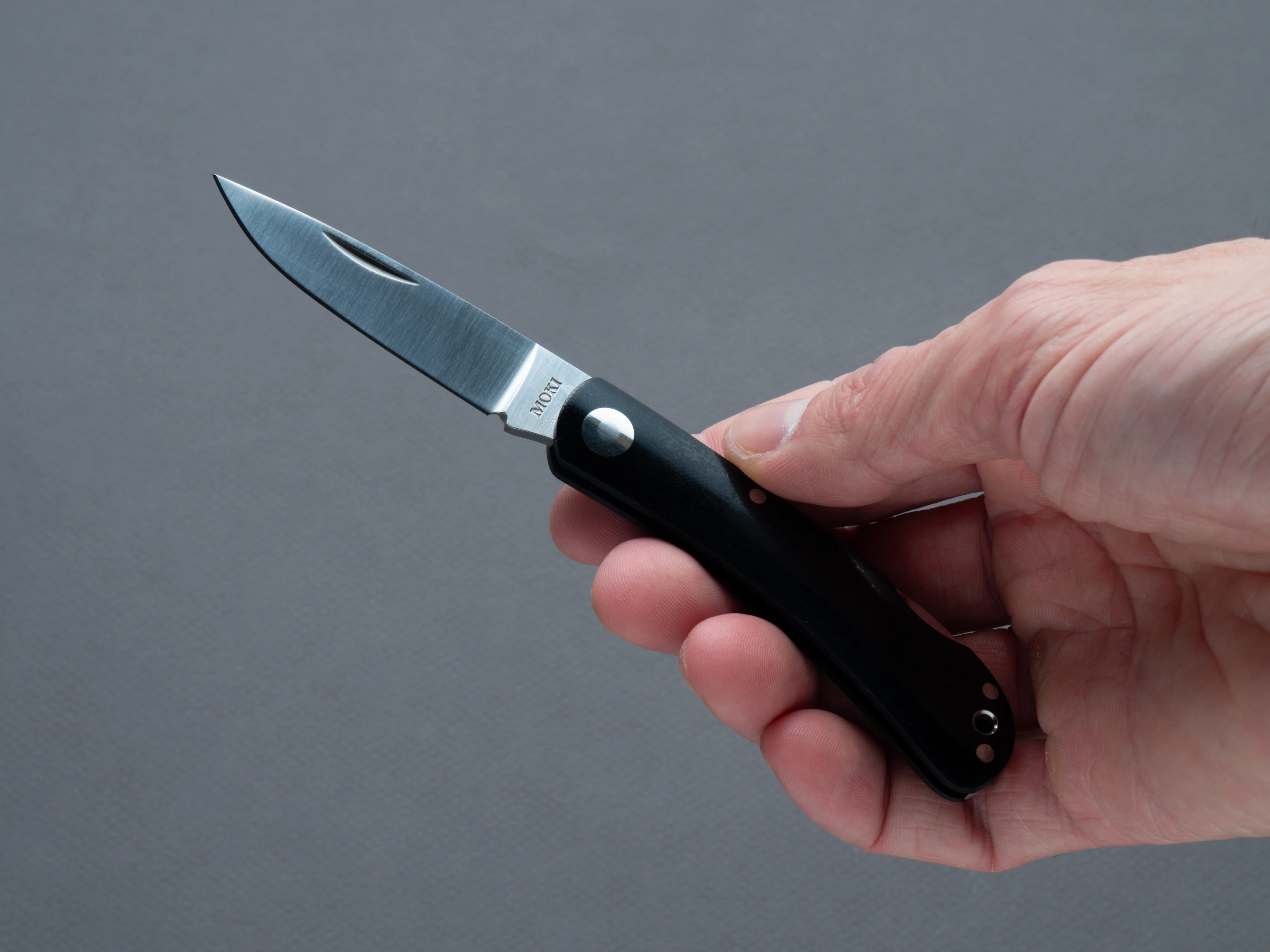 Moki - Folding Knife - Shima Owl - AUS-8 - 55mm (medium) - Linen Micarta Handle - Image 3