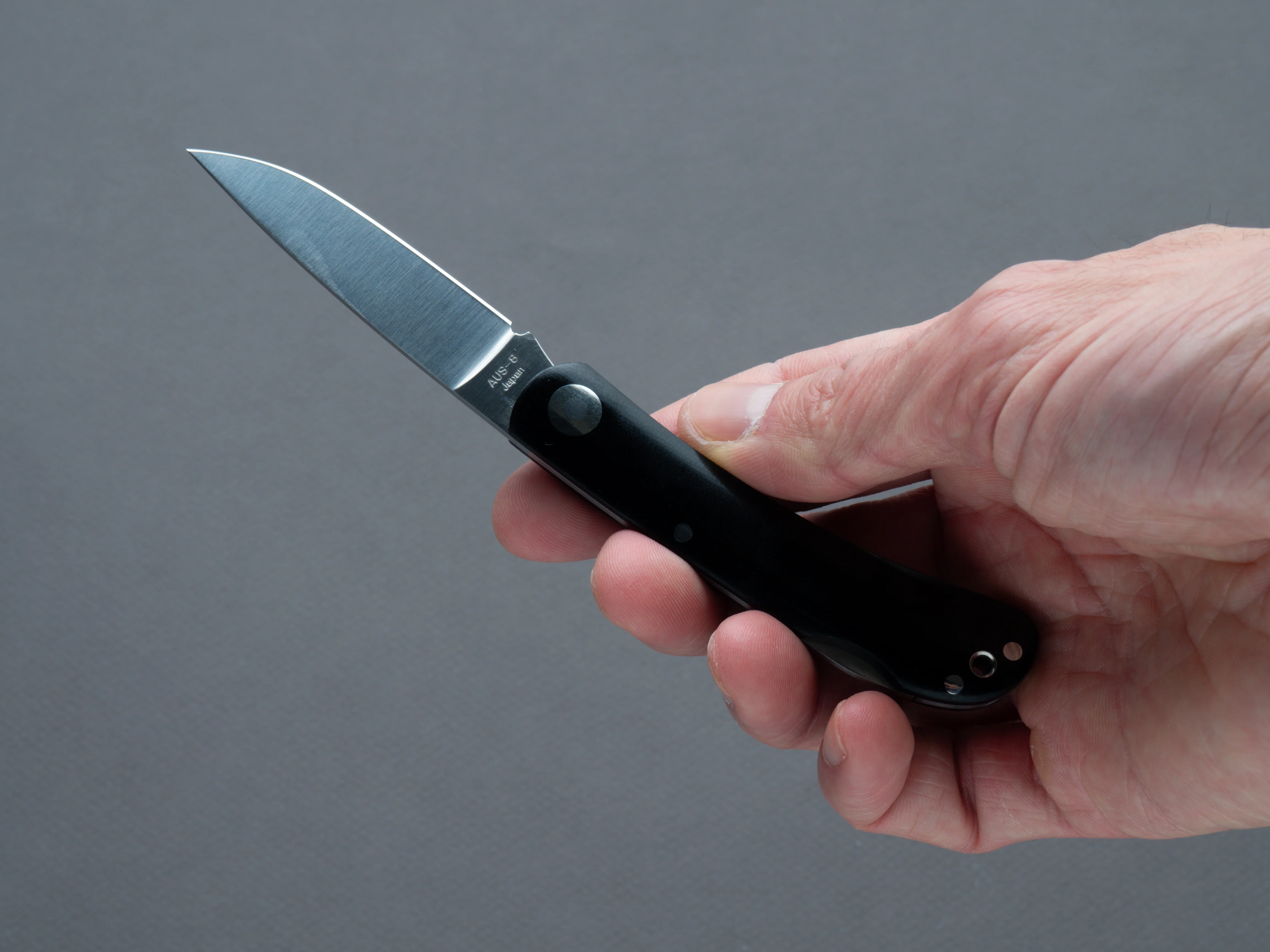 Moki - Folding Knife - Shima Owl - AUS-8 - 55mm (medium) - Linen Micarta Handle - Image 5