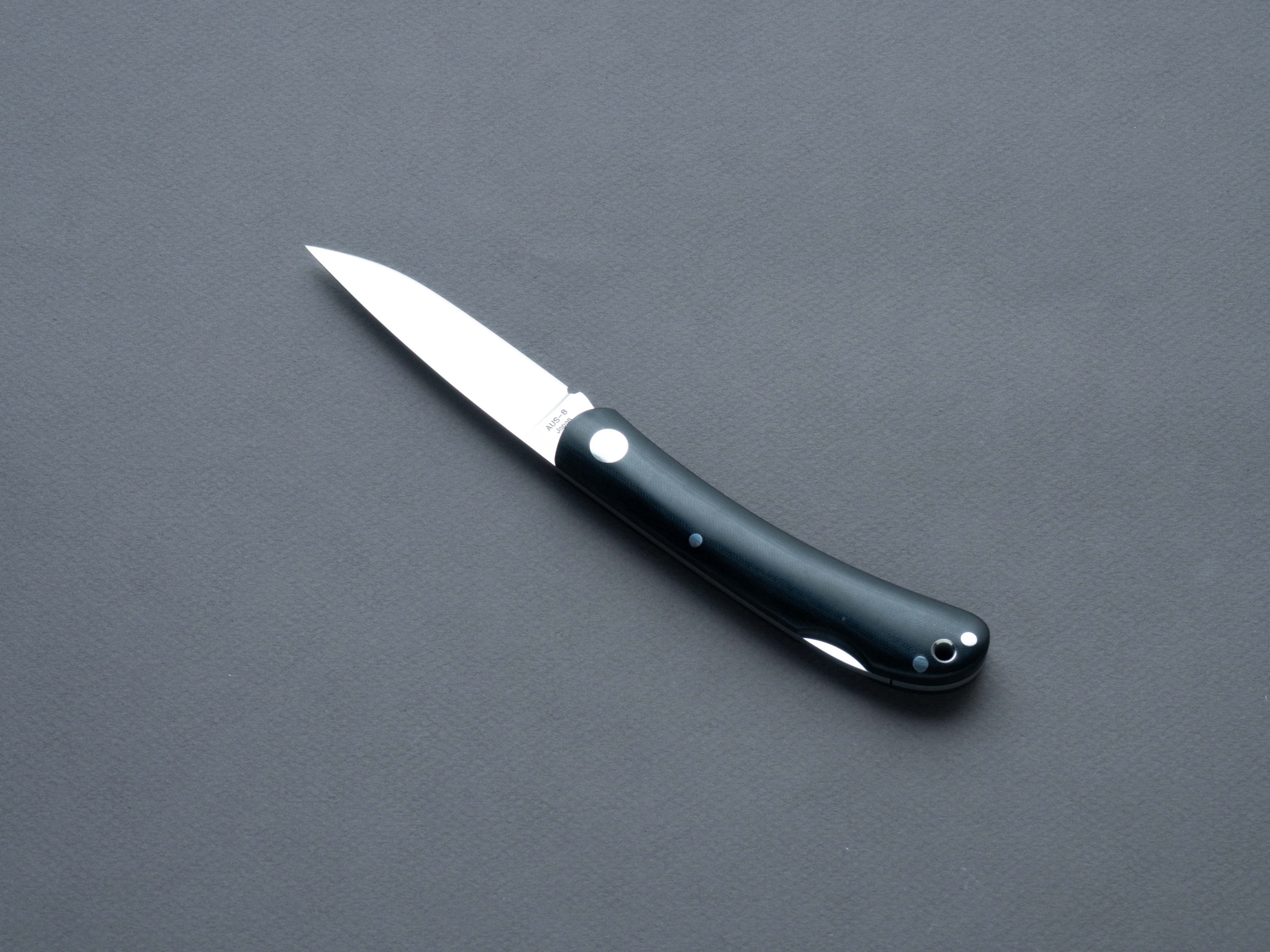 Moki - Folding Knife - Shima Owl - AUS-8 - 75mm (large) - Linen Micarta Handle - Image 2