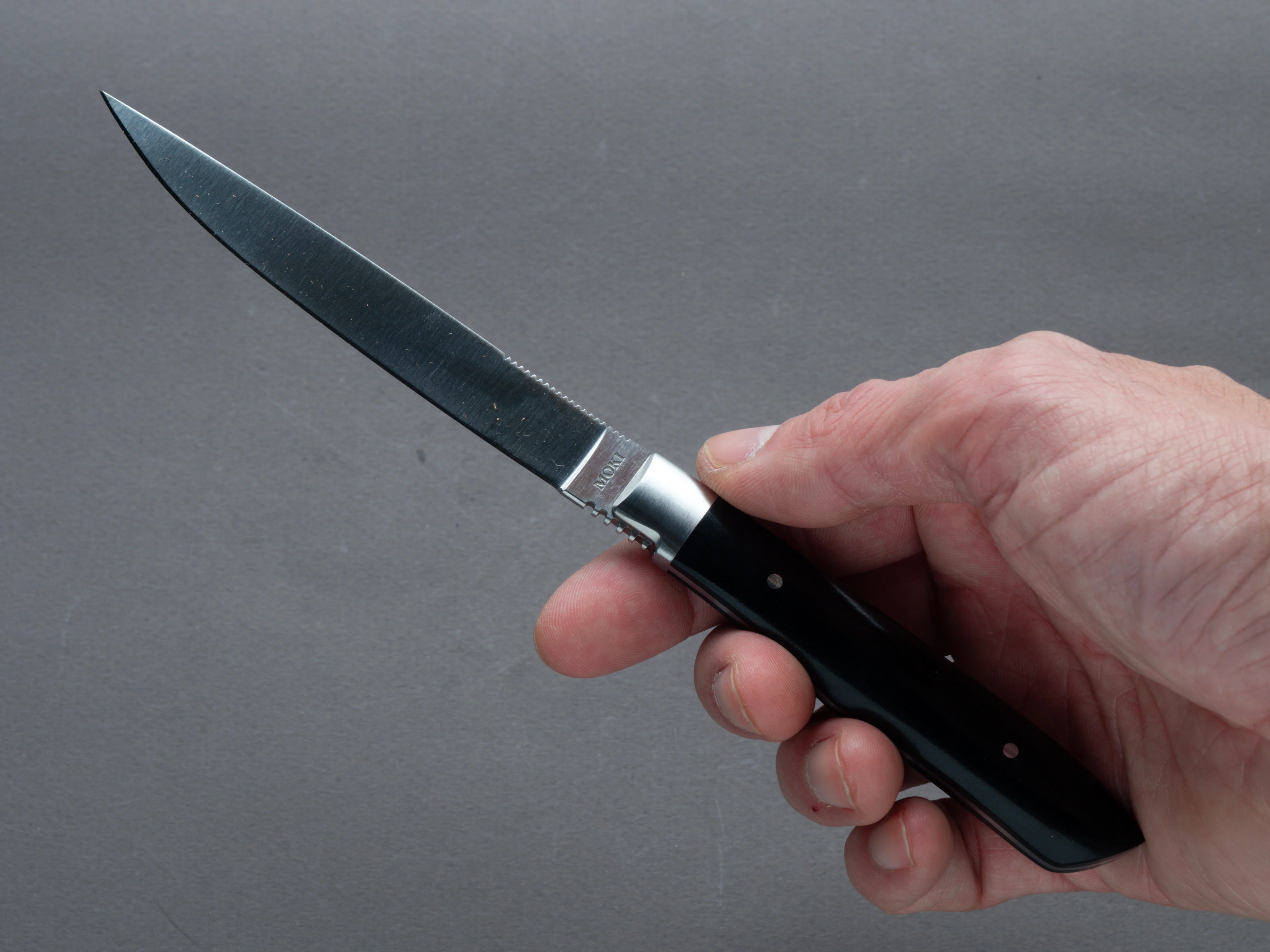 MOKI - Steak Knife - AUS-8 - Migaki - 100mm - Linen Micarta Handle - Image 4