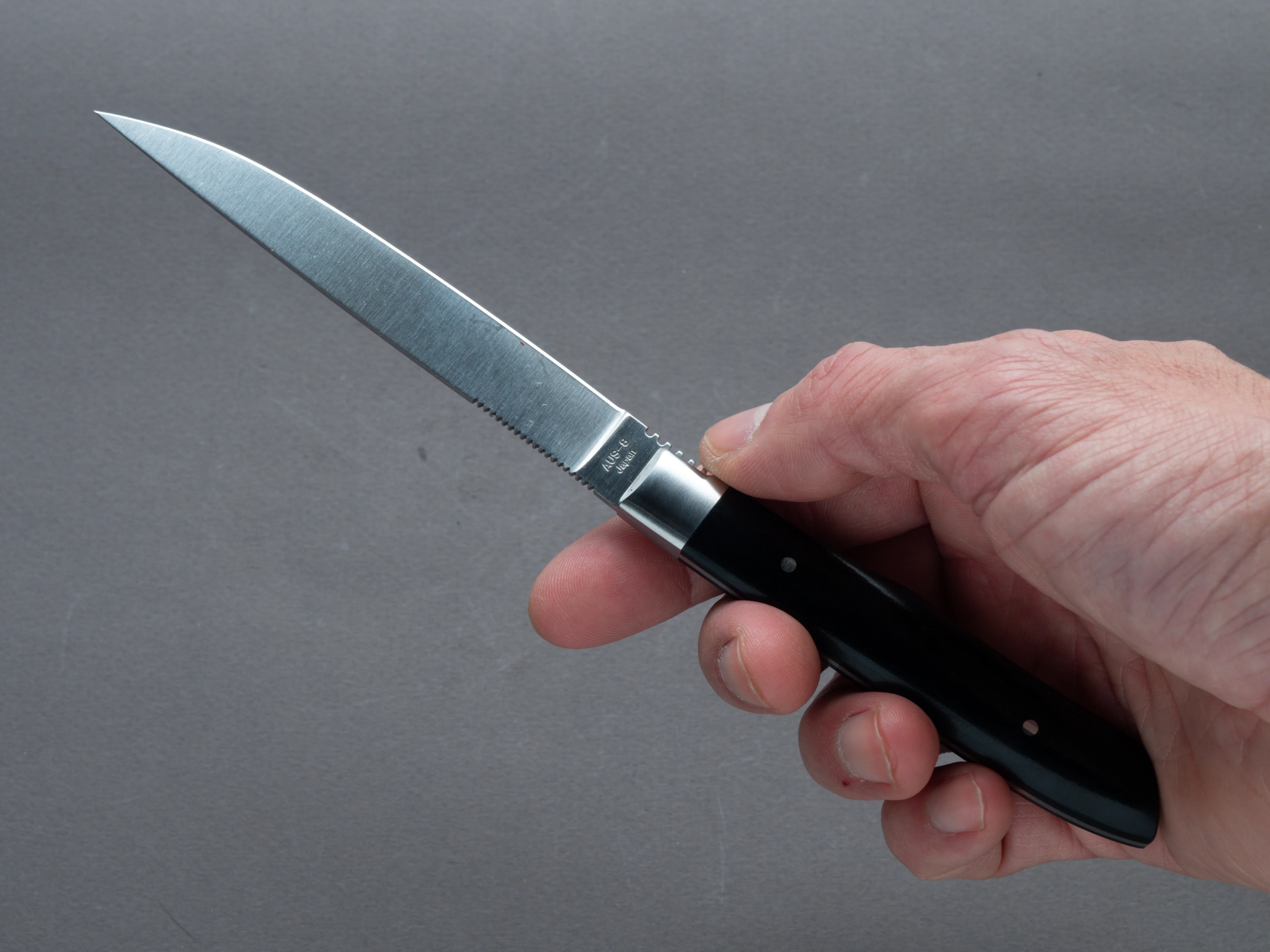 MOKI - Steak Knife - AUS-8 - Migaki - 100mm - Linen Micarta Handle - Image 5