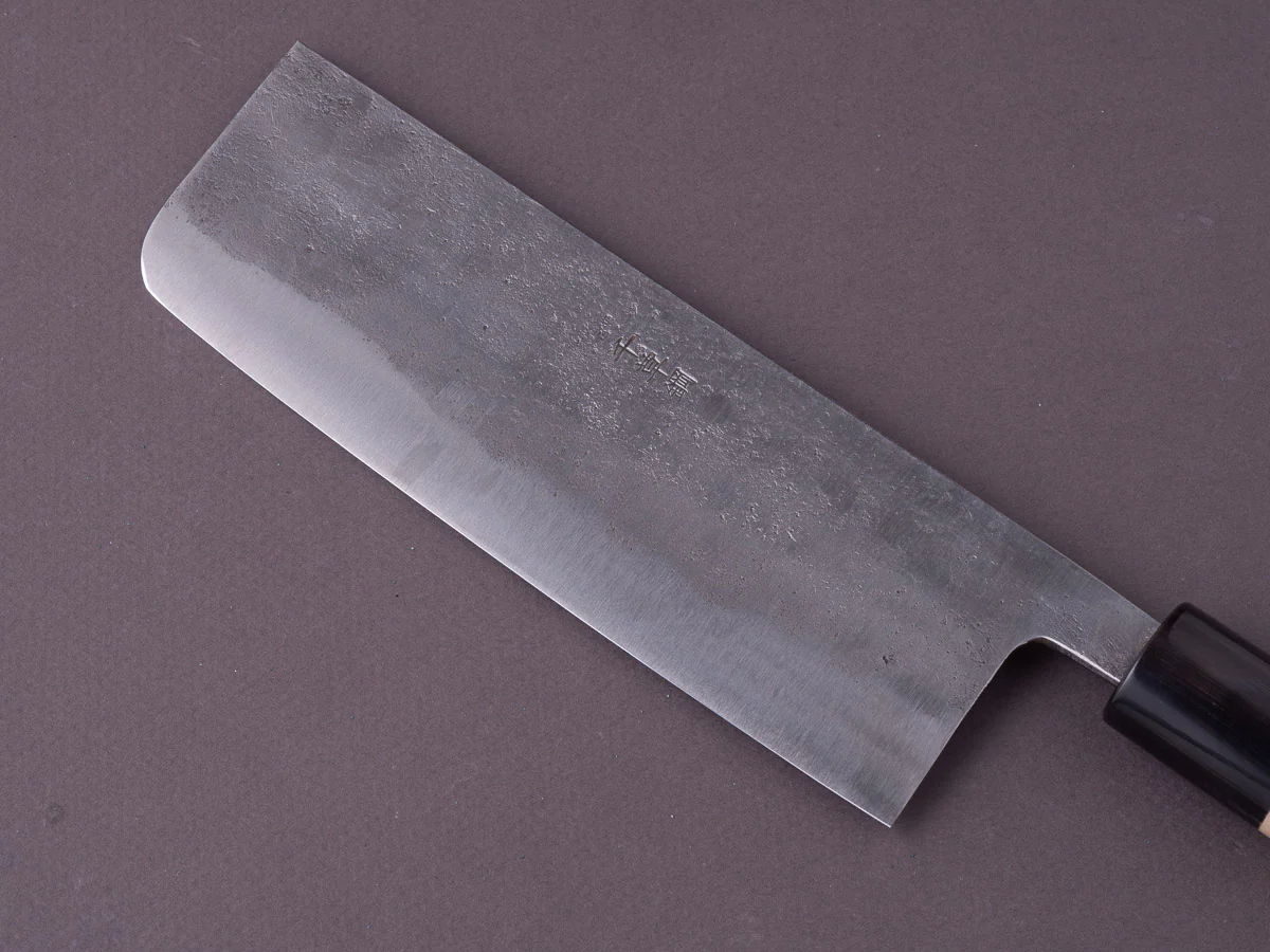Morihei - Hisamoto - Super Blue - Tsuchime Stainless Clad - 165mm Nakiri - Magnolia Handle - Image 3