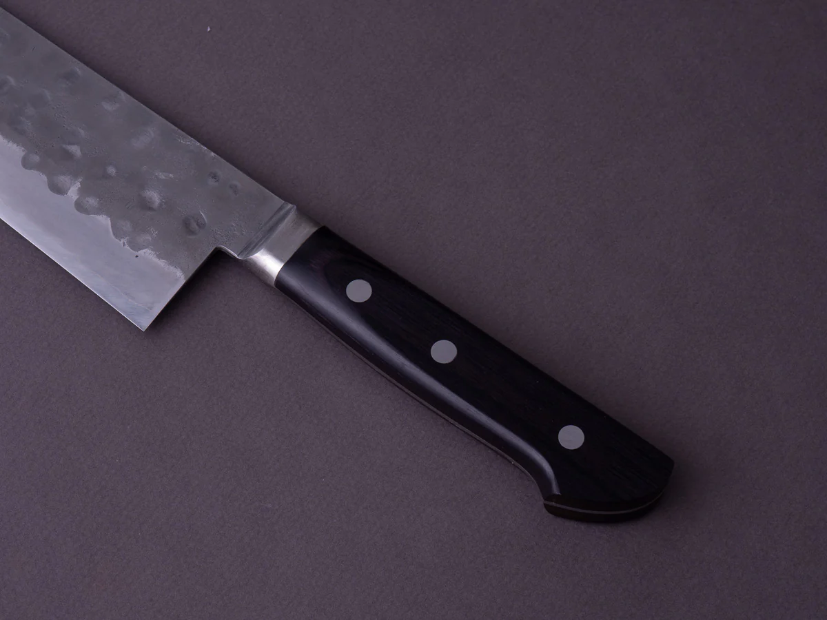 Morihei - Hisamoto - White #1 - Stainless Clad - Tsuchime-  240mm Gyuto - Western Handle - Fine Finish - Image 5