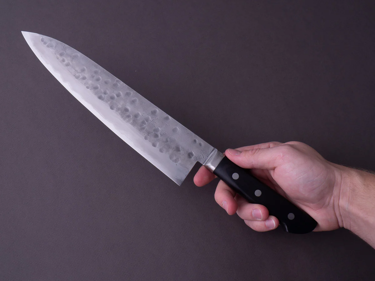 Morihei - Hisamoto - White #1 - Stainless Clad - Tsuchime-  240mm Gyuto - Western Handle - Fine Finish - Image 6