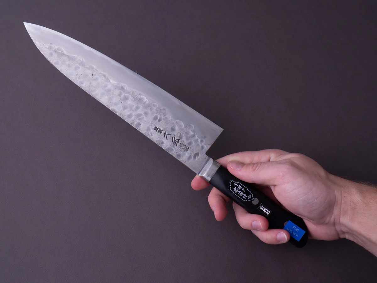 Morihei - Hisamoto - White #1 - Stainless Clad - Tsuchime-  240mm Gyuto - Western Handle - Fine Finish - Image 7