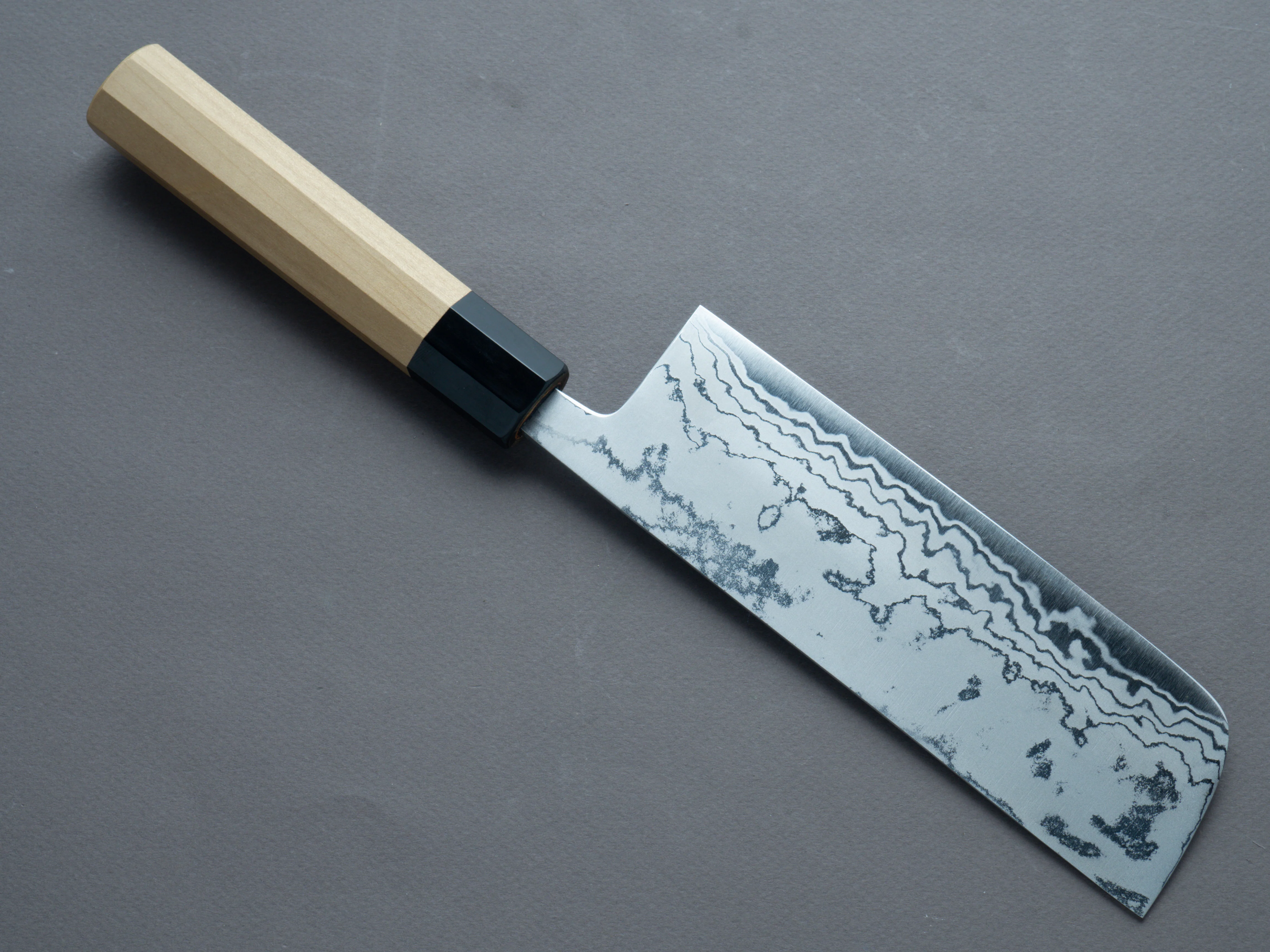 Morihei - Kikuyu - Blue #2 - Damascus - Nakiri 165mm - Magnolia Handle - Image 2