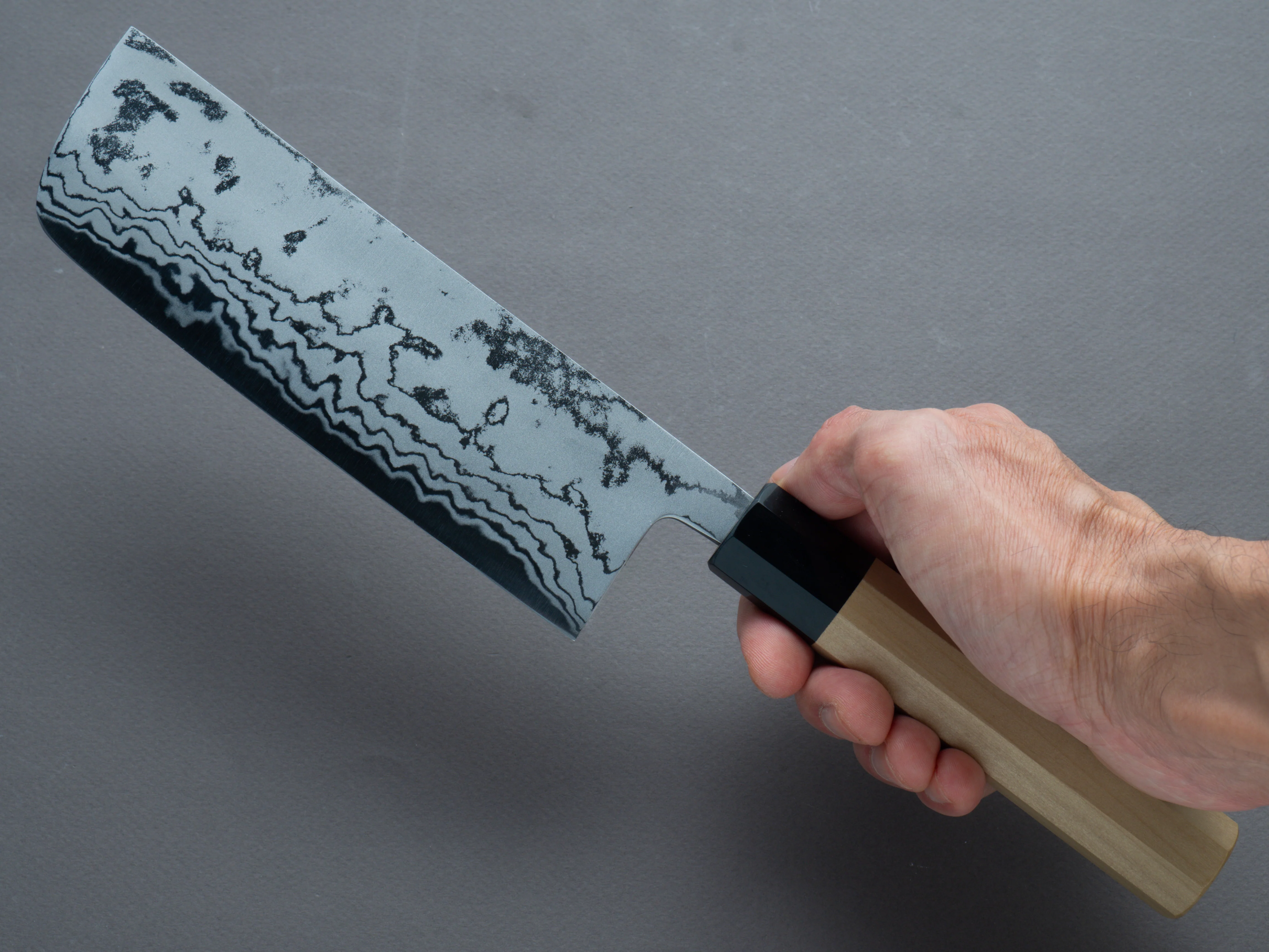 Morihei - Kikuyu - Blue #2 - Damascus - Nakiri 165mm - Magnolia Handle - Image 6
