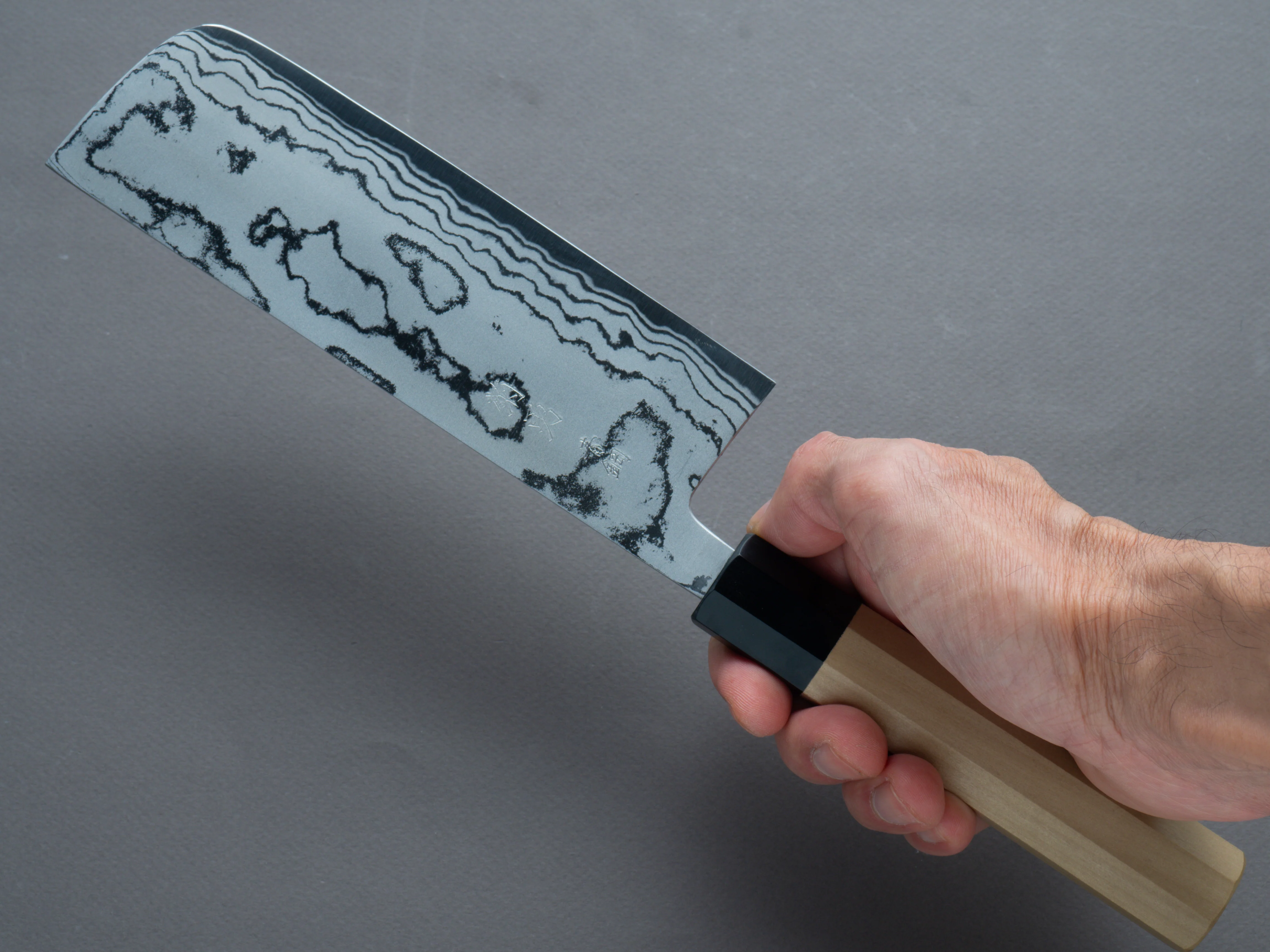 Morihei - Kikuyu - Blue #2 - Damascus - Nakiri 165mm - Magnolia Handle - Image 7