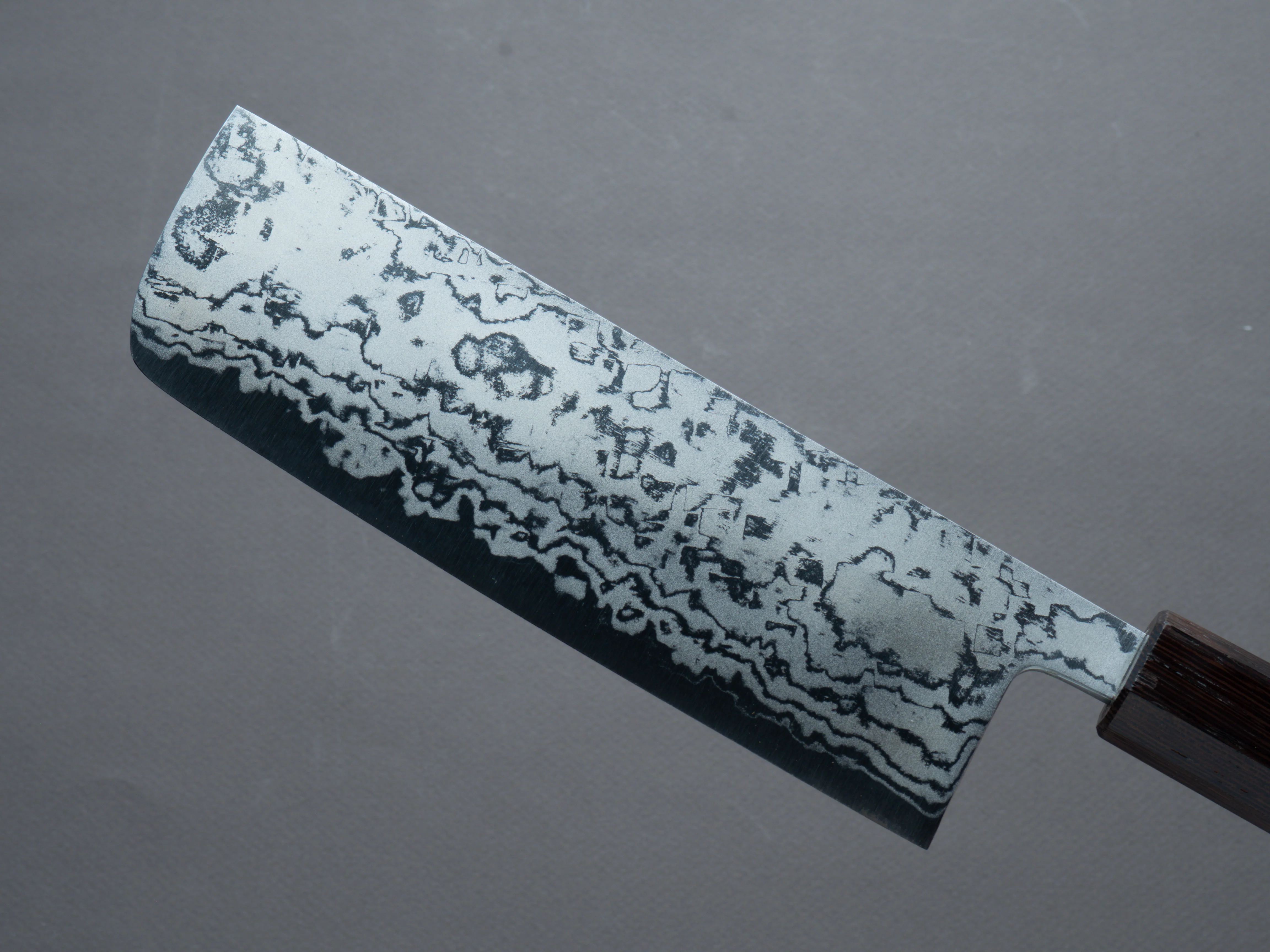 Morihei - Kikuyu - Blue #2 - Damascus - Nakiri - 165mm - Wenge Handle - Image 3