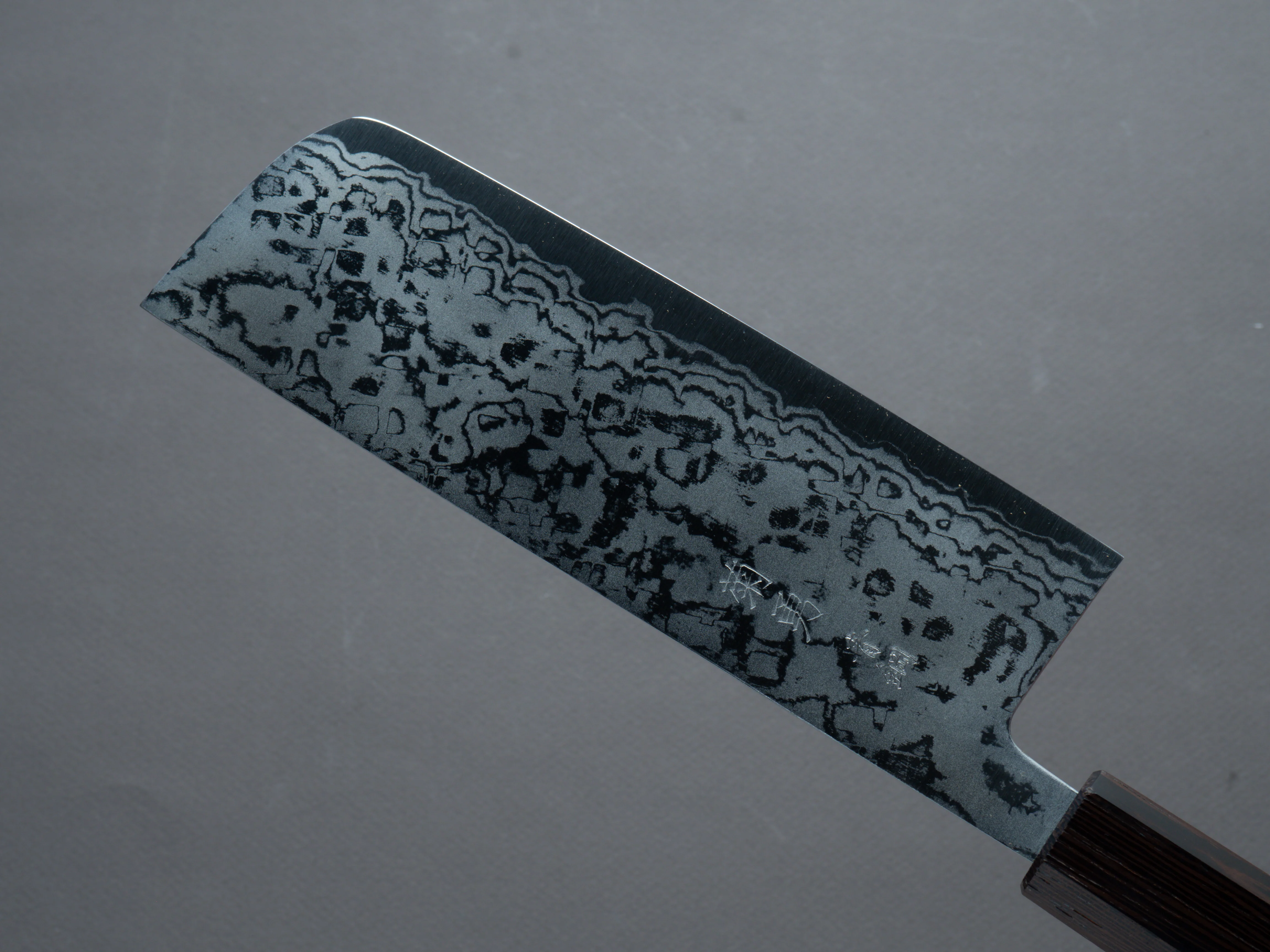 Morihei - Kikuyu - Blue #2 - Damascus - Nakiri - 165mm - Wenge Handle - Image 4