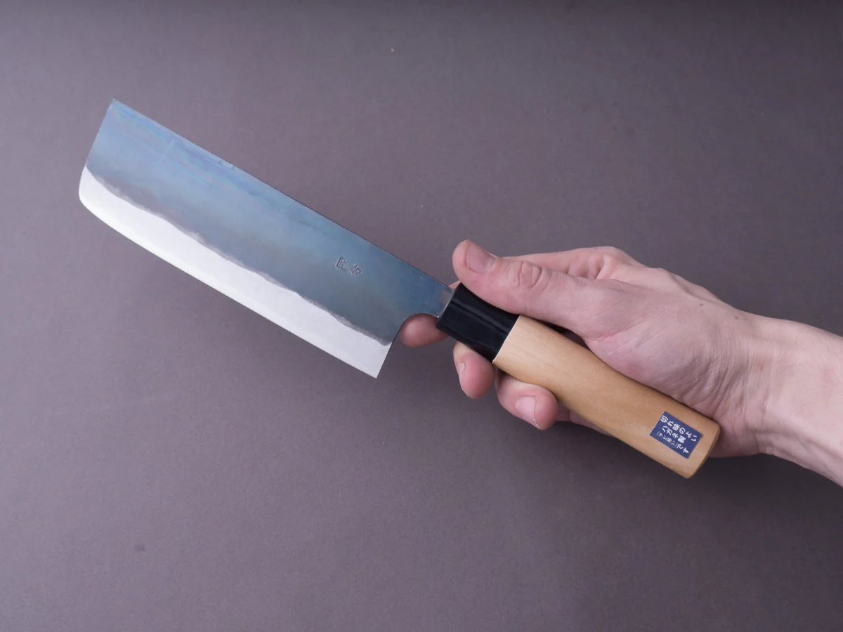 Morihei - Kunihide - Blue #2 Kurouchi- 165mm Nakiri - Poplar Handle - Image 7