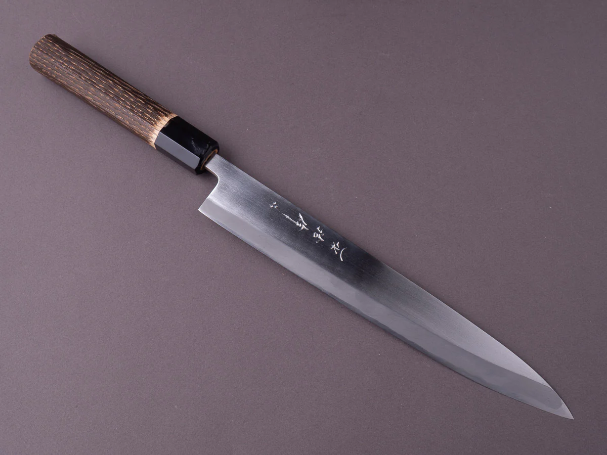 Nakaya Heiji - Semi-Stainless - Migaki - 240mm Sujihiki - Burnt Chestnut Handle