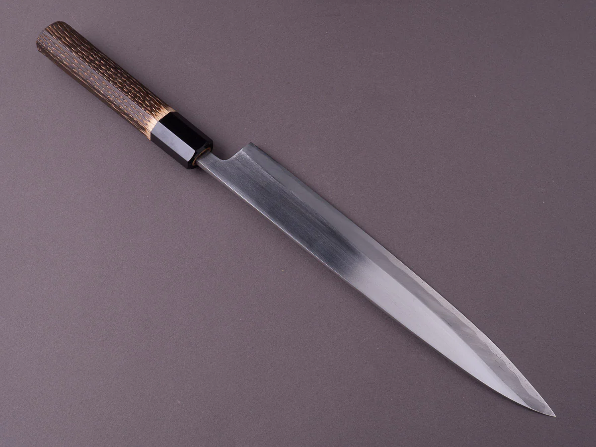 Nakaya Heiji - Semi-Stainless - Migaki - 240mm Sujihiki - Burnt Chestnut Handle - Image 2