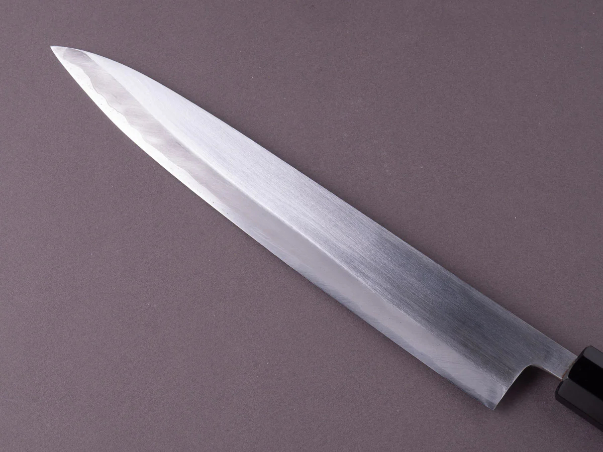 Nakaya Heiji - Semi-Stainless - Migaki - 240mm Sujihiki - Burnt Chestnut Handle - Image 4