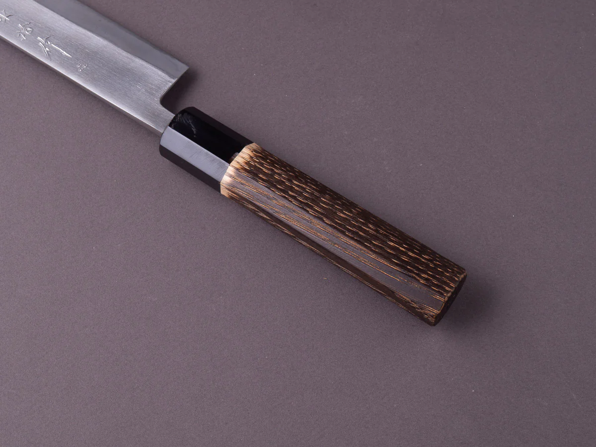 Nakaya Heiji - Semi-Stainless - Migaki - 240mm Sujihiki - Burnt Chestnut Handle - Image 5