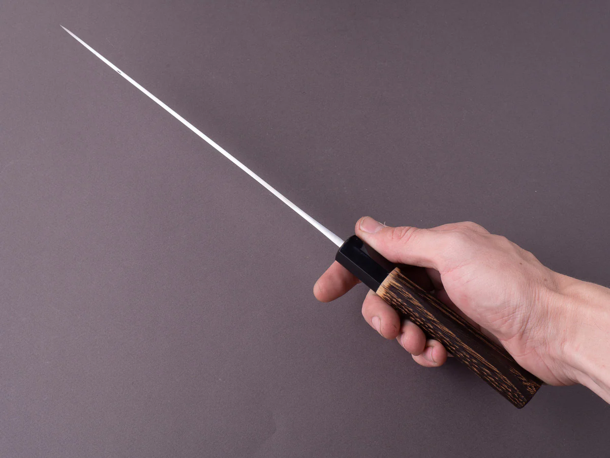 Nakaya Heiji - Semi-Stainless - Migaki - 240mm Sujihiki - Burnt Chestnut Handle - Image 8