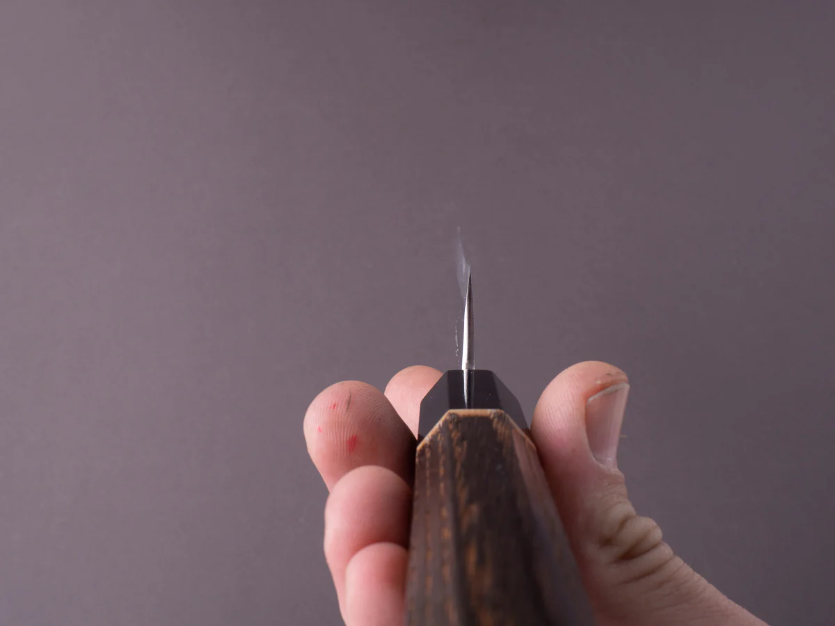 Nakaya Heiji - Semi-Stainless - Migaki - 240mm Sujihiki - Burnt Chestnut Handle - Image 9
