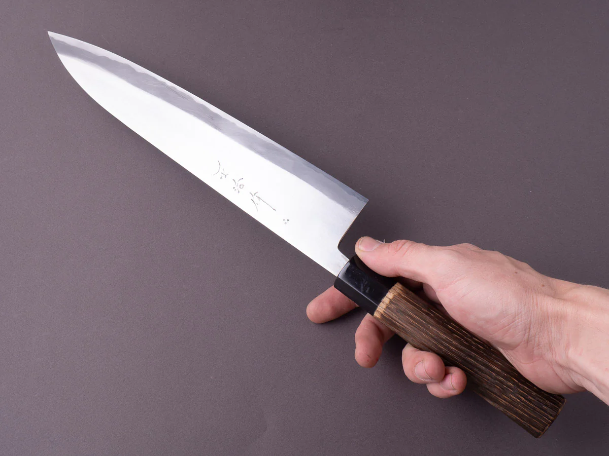 Nakaya Heiji - Semi-Stainless - Migaki - 270mm Gyuto - Burnt Chestnut Handle - Image 7