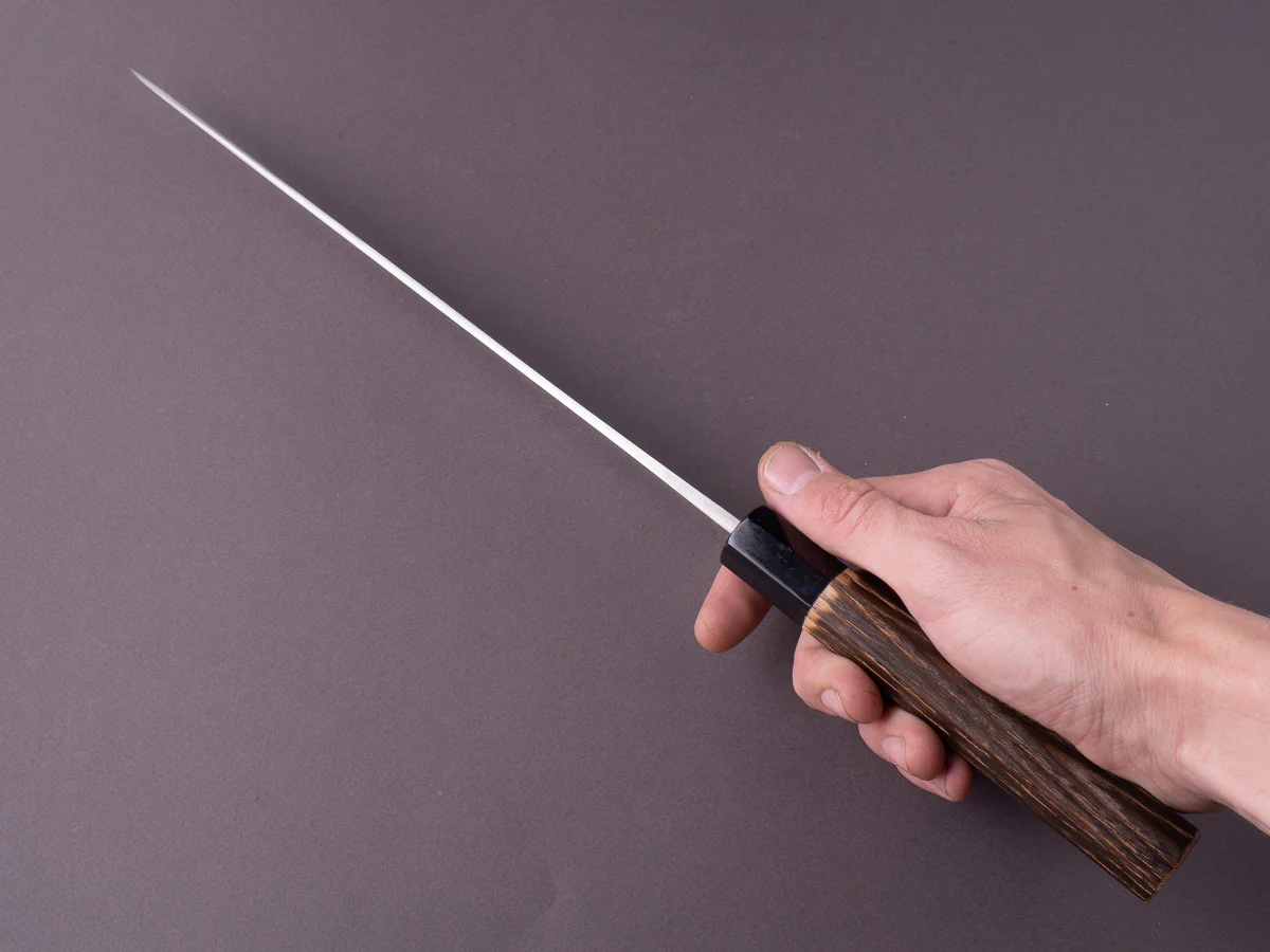 Nakaya Heiji - Semi-Stainless - Migaki - 270mm Gyuto - Burnt Chestnut Handle - Image 8