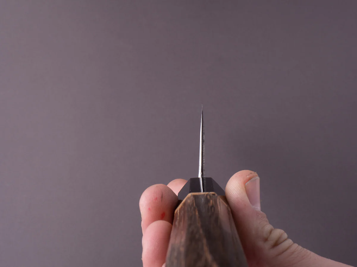 Nakaya Heiji - Semi-Stainless - Migaki - 270mm Gyuto - Burnt Chestnut Handle - Image 9