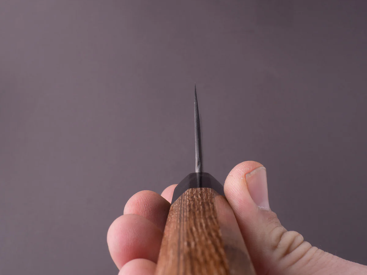 Nakaya Heiji - Semi Stainless - Kurouchi - 255mm Gyuto - Chestnut Handle - Image 9