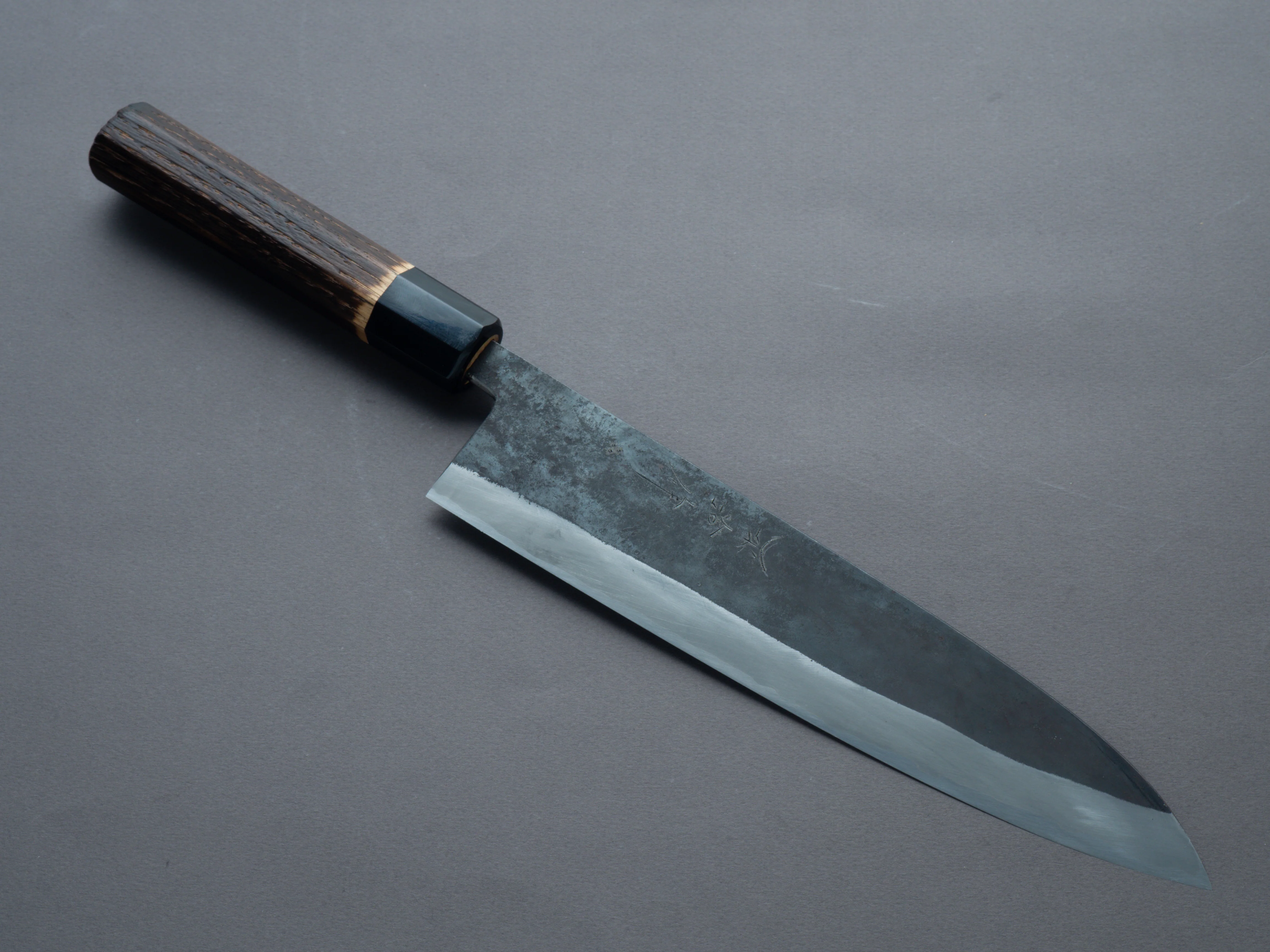 Nakaya Heiji - Semi Stainless - Kurouchi - 240mm Gyuto - Chestnut Handle